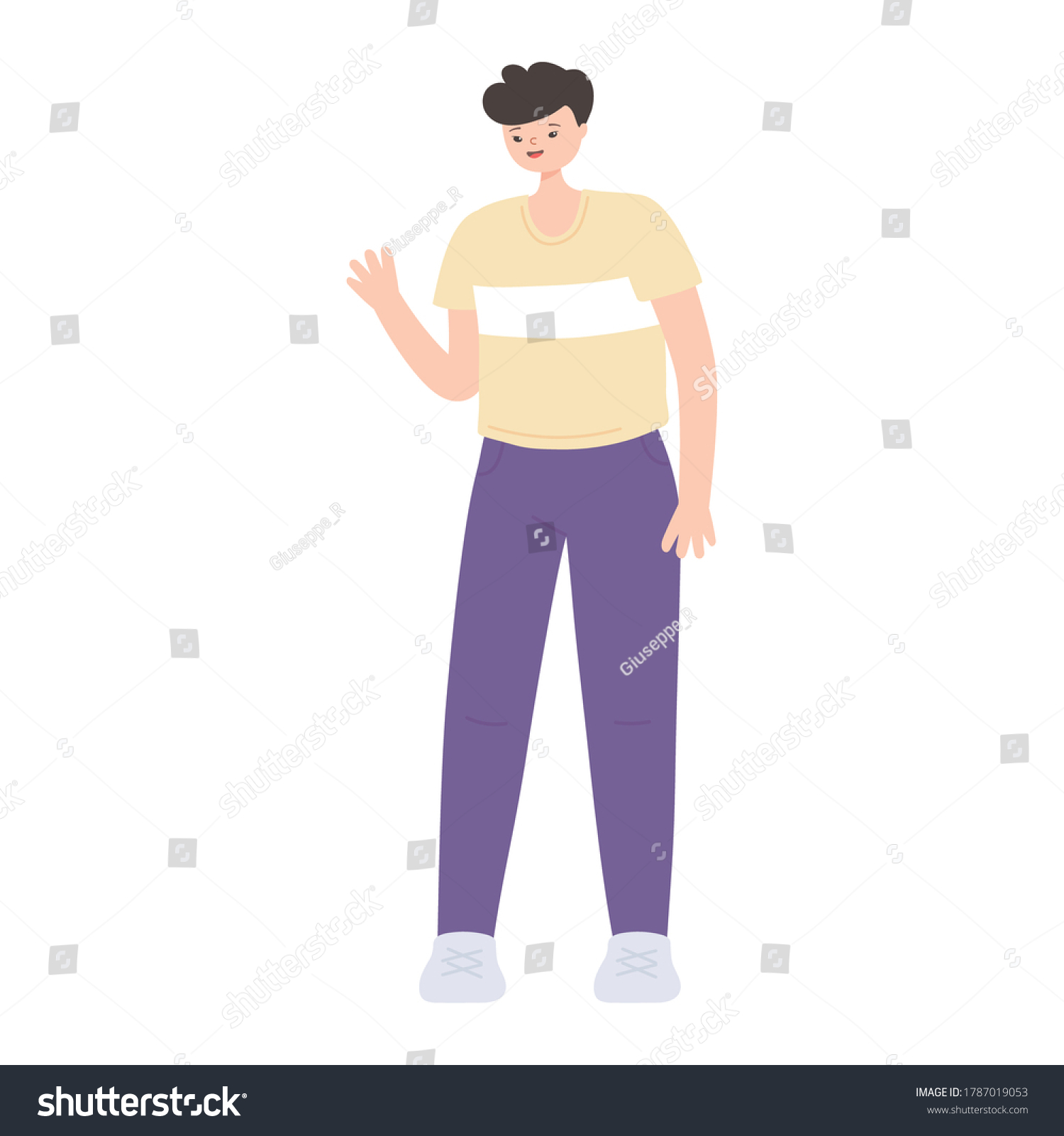 Young Man Character Cartoon Standing Isolated Stock Vector (Royalty ...