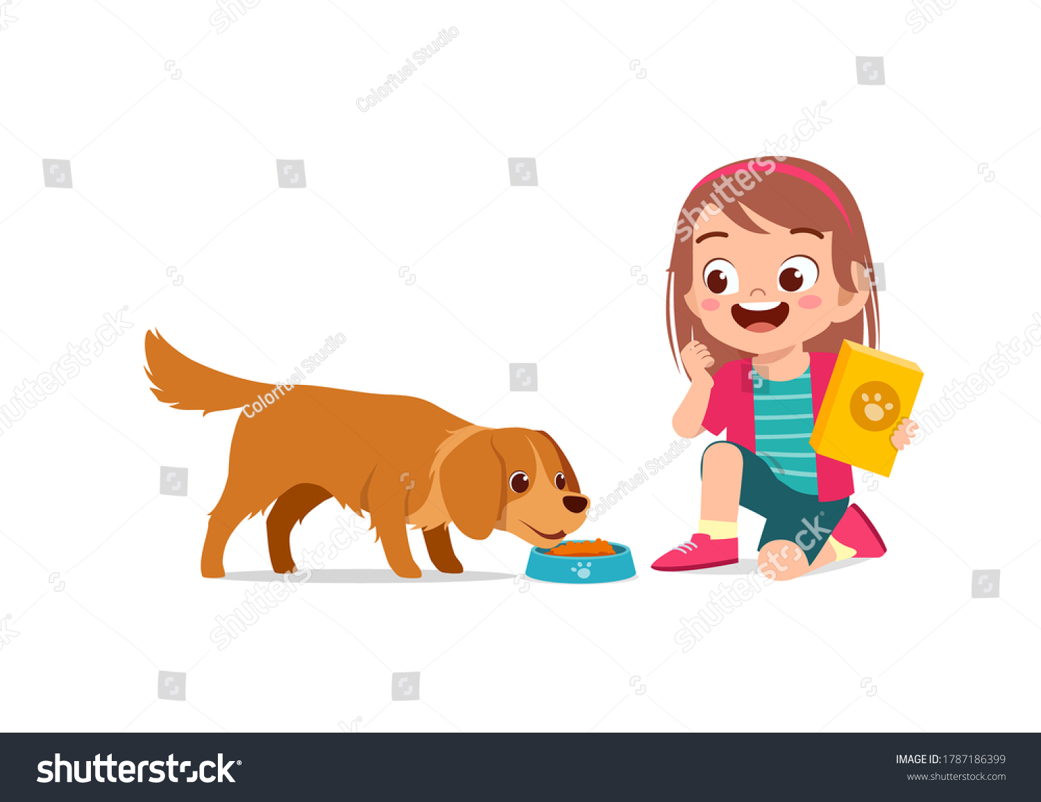 Happy Cute Little Kid Play Dog Stock Vector (Royalty Free) 1787186399 ...