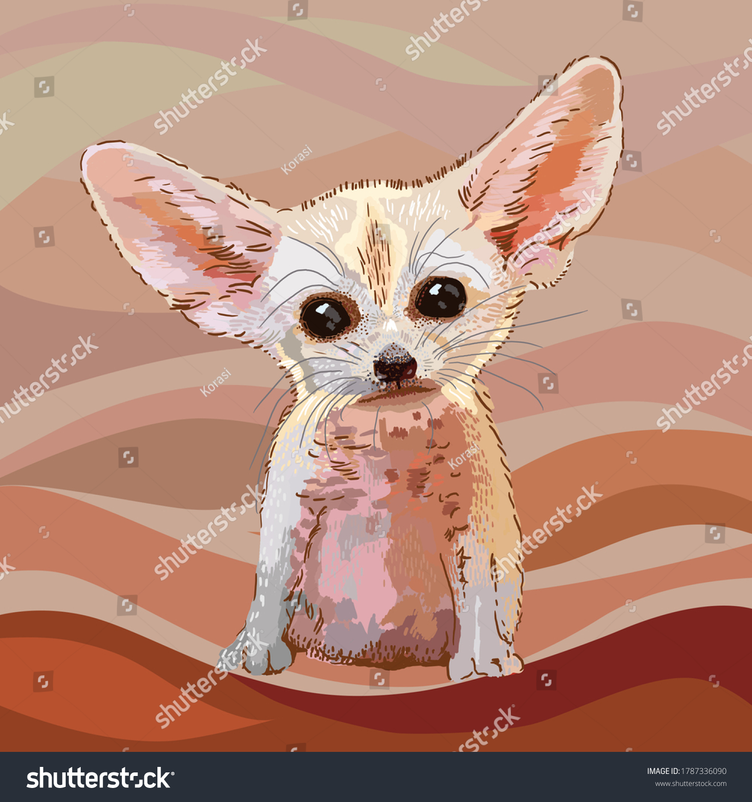 cute fennec fox drawing