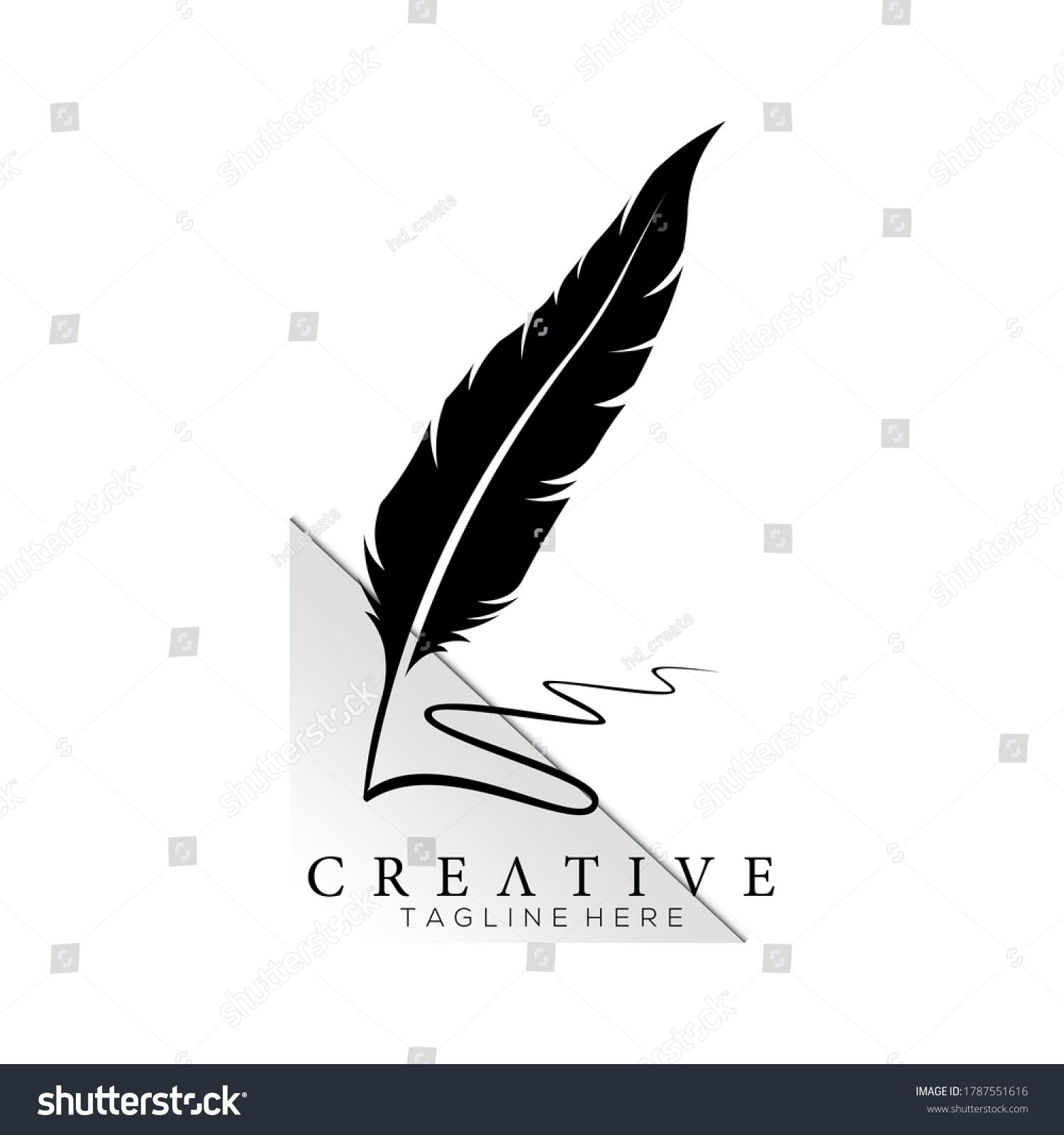 Feather Pen Logo Silhouette Triangle Gradation Stock Vector (Royalty ...