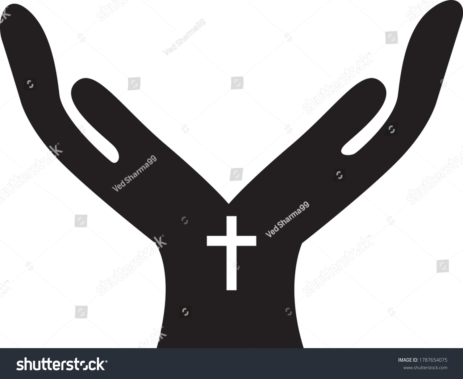 Human Hands Open Palm Worship Eucharist Stock Vector (Royalty Free ...