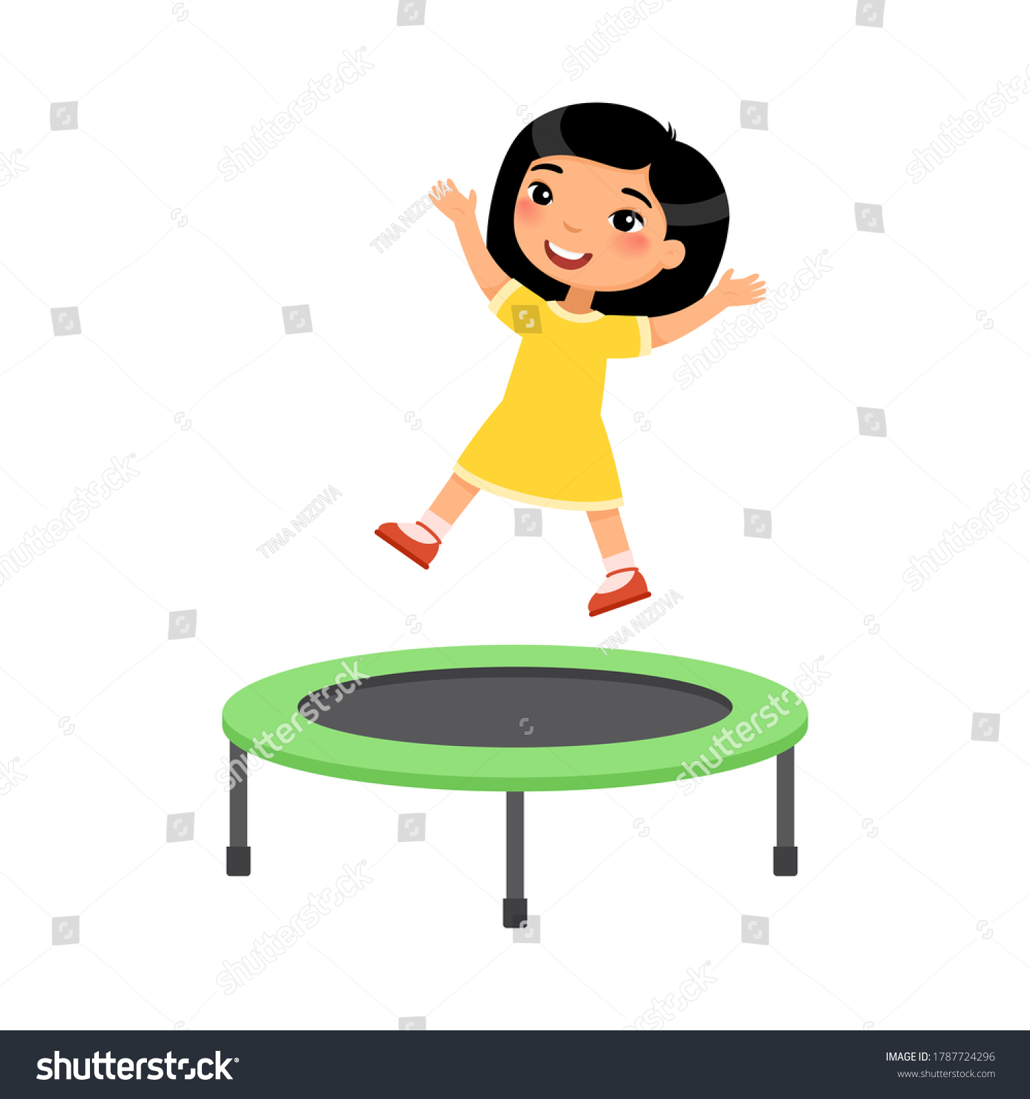 Девочка прыгает на батуте рисунок