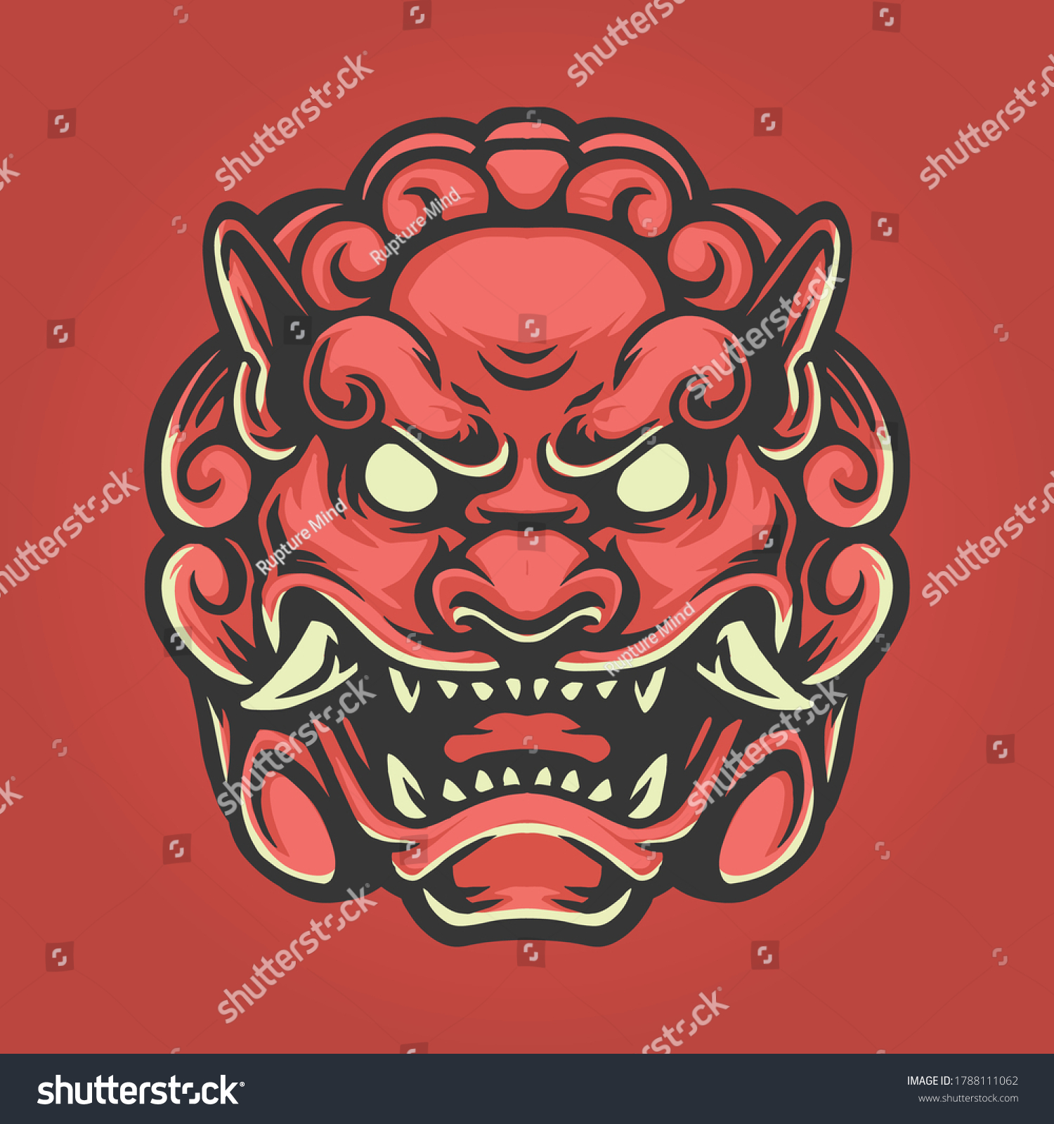 Hand Drawn Foo Dog Illustration Stock Vector (Royalty Free) 1788111062 ...