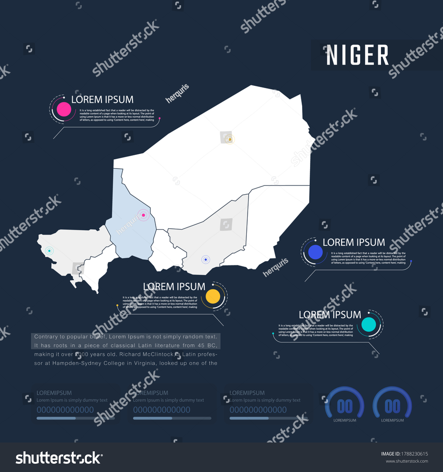 Niger Country Map Infographics Vector Pointer Stock Vector (Royalty ...