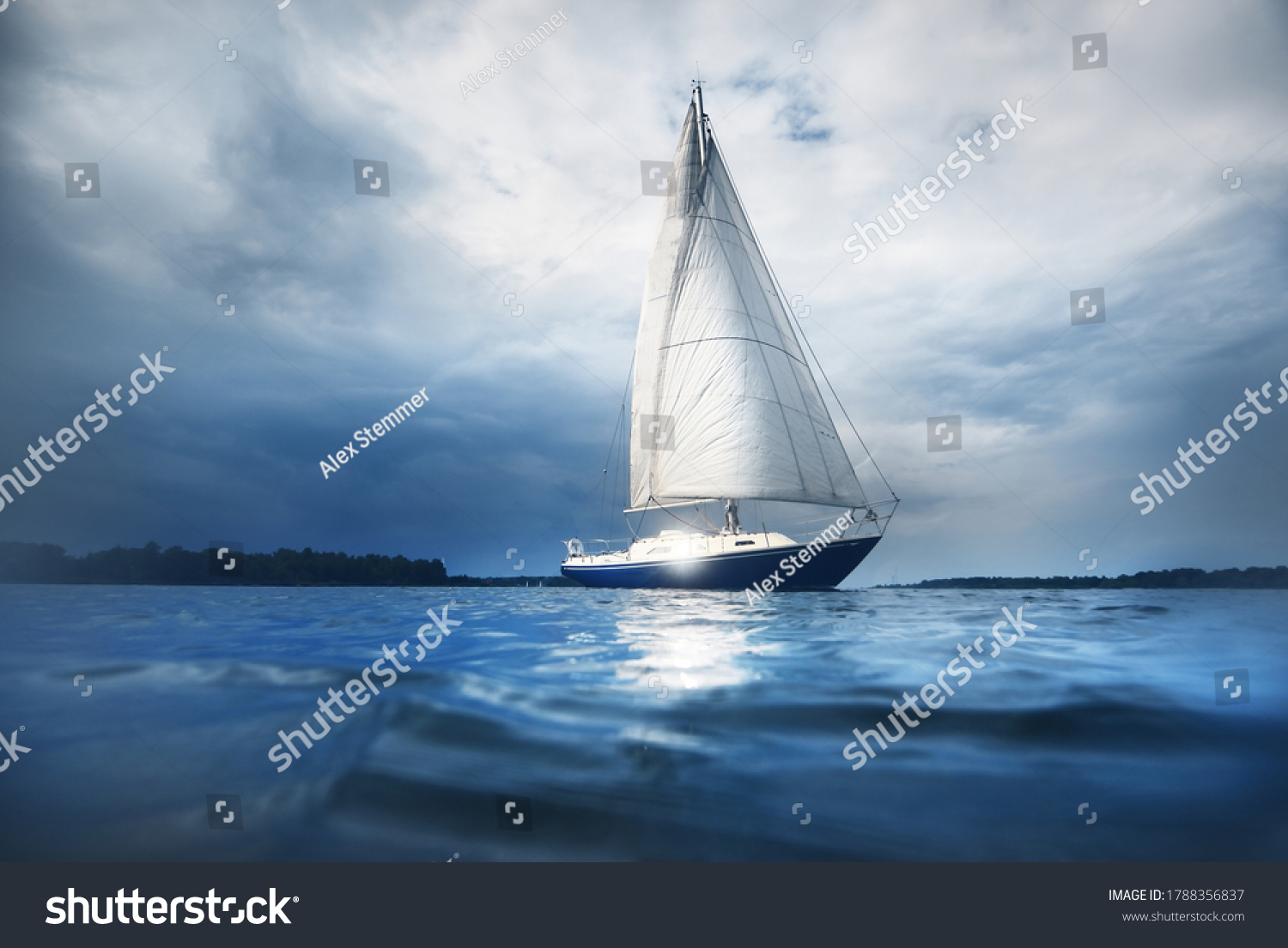 Blue Sloop Rigged Yacht Sailing Open Stock Photo 1788356837 | Shutterstock