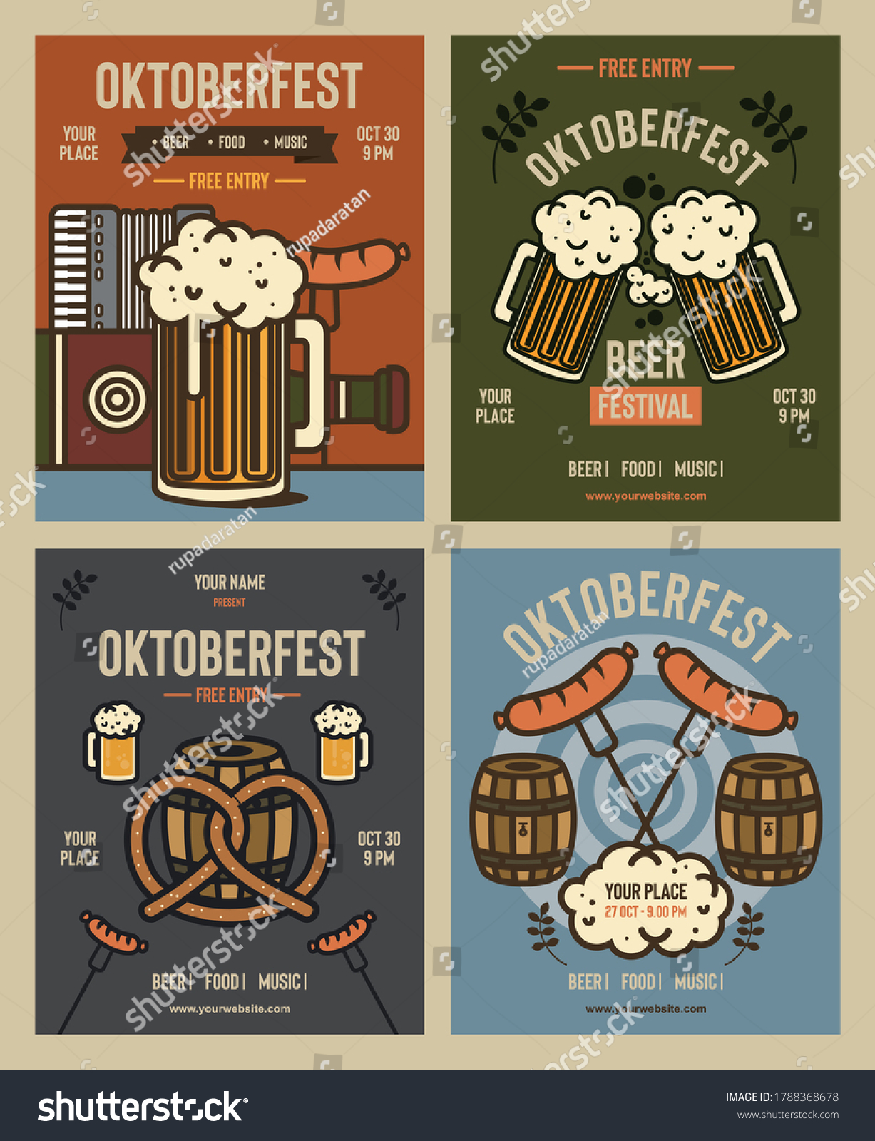 Set Oktoberfest Beer Festival Poster Flyer Stock Vector (royalty Free 