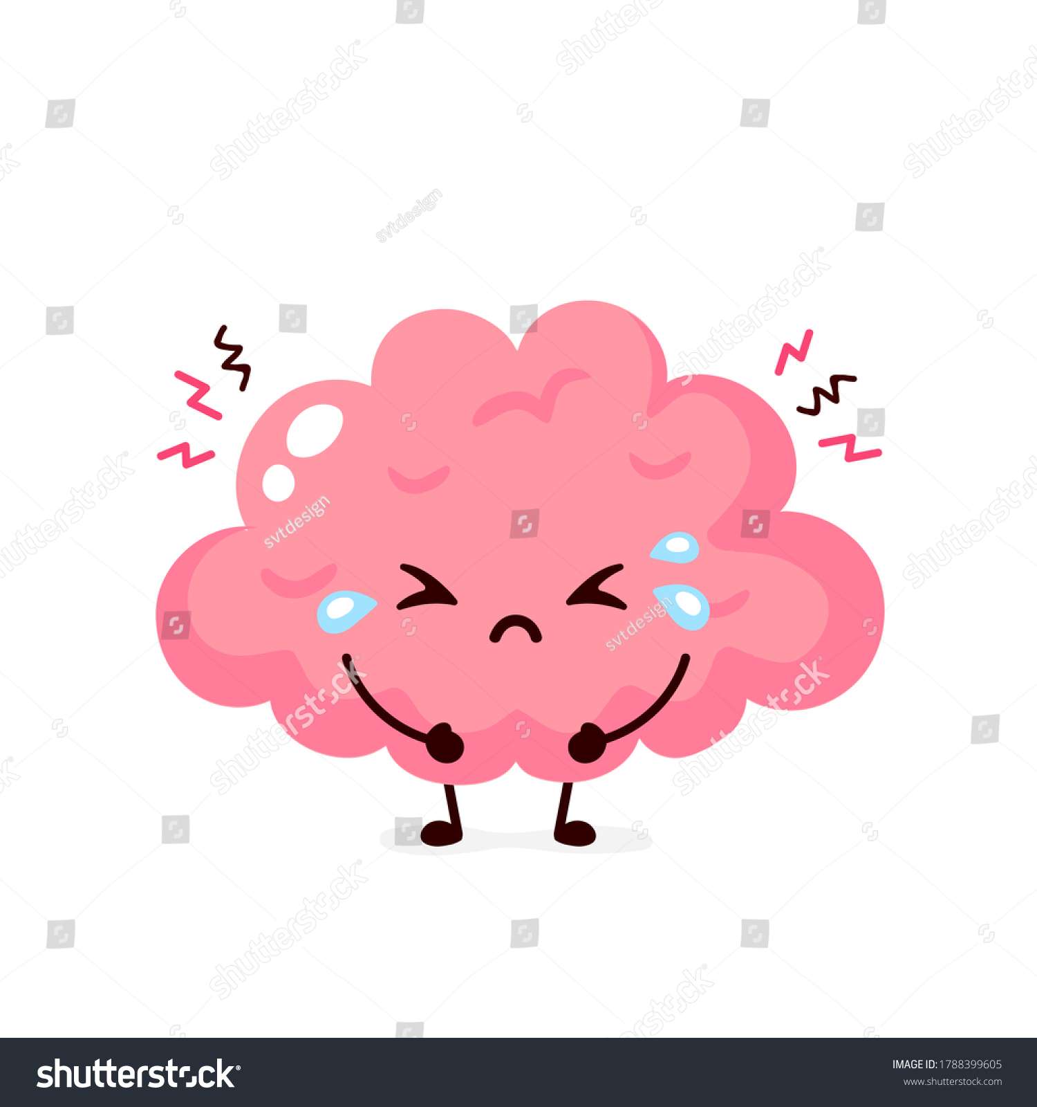 Sad Suffering Sick Cute Brain Character Stock Illustration 1788399605 ...