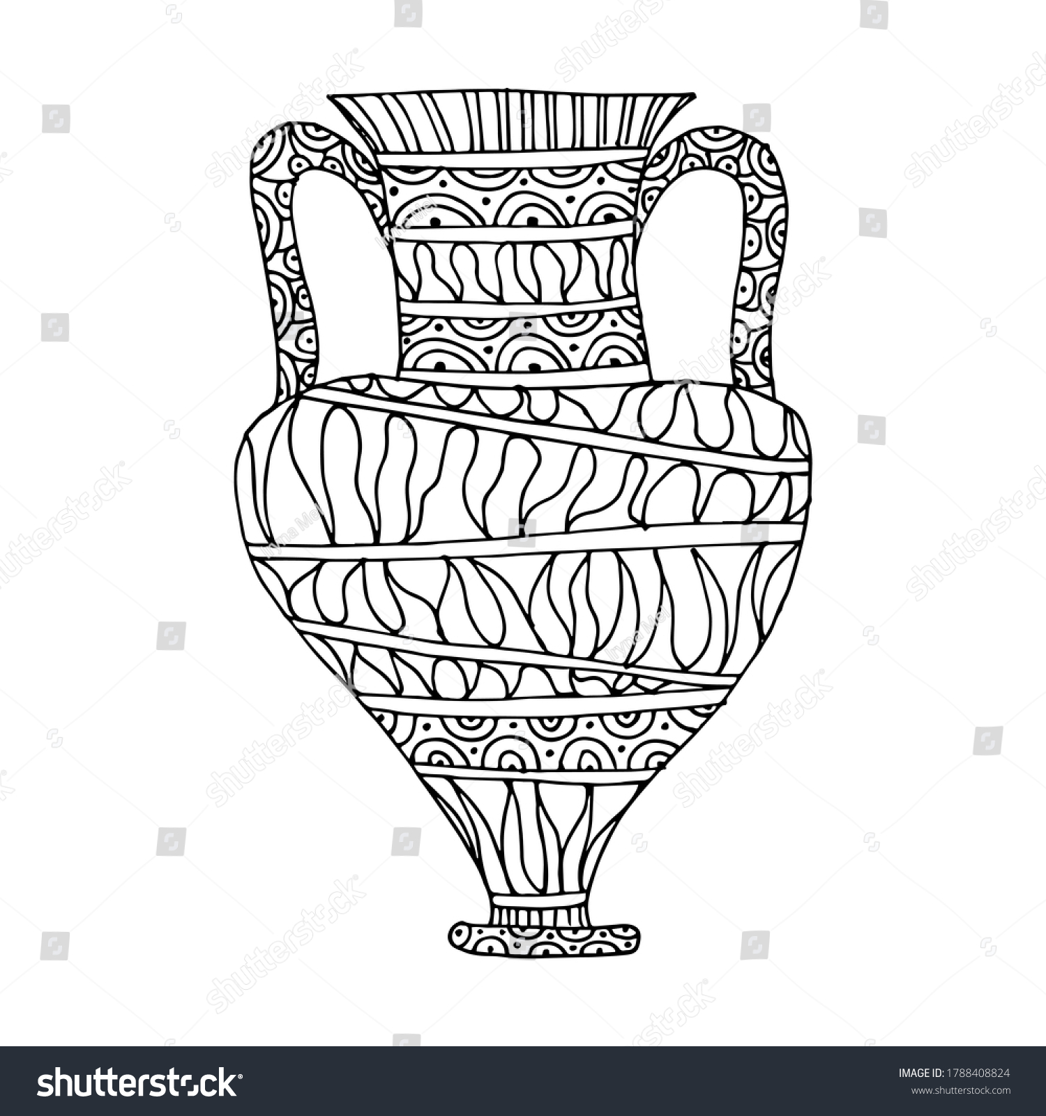 Greek Vase Coloring Page Doodle Poster Stock Vector Royalty Free   Stock Vector Greek Vase Coloring Page Doodle Poster Stock Vector Illustration 1788408824 