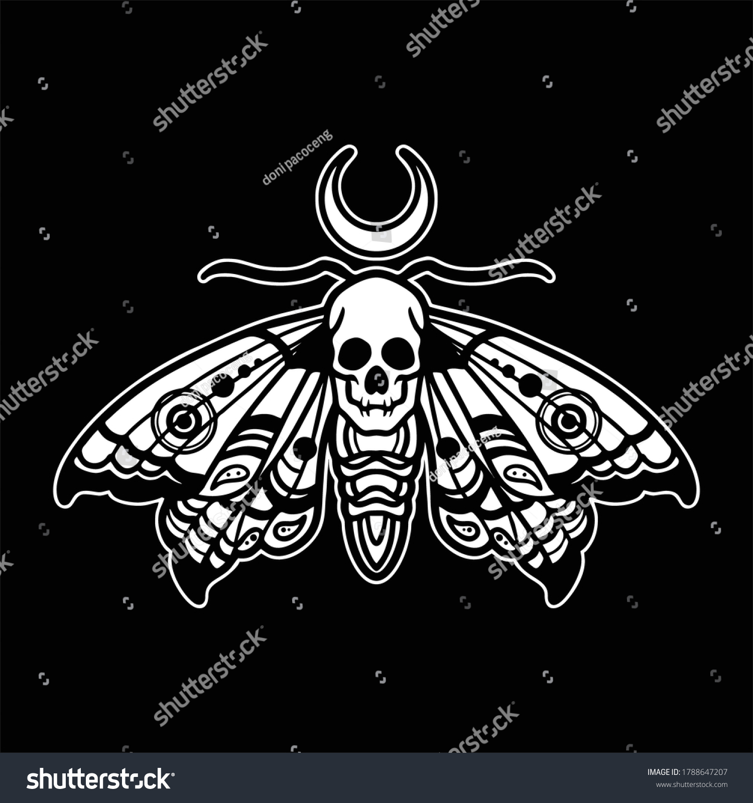 Skull Moth Tattoo Vector Design Stock Vector (Royalty Free) 1788647207 ...