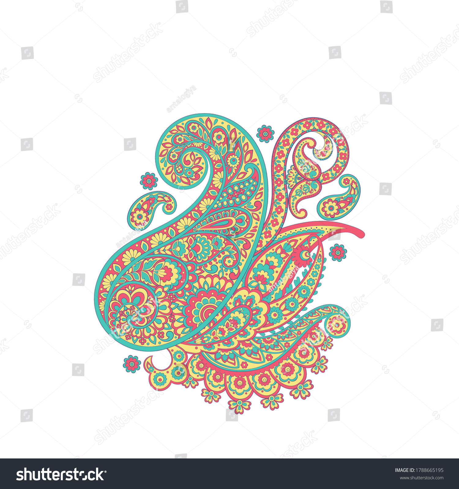 Paisley Isolated Card Paisley Isolated Design Stock Vector (Royalty ...