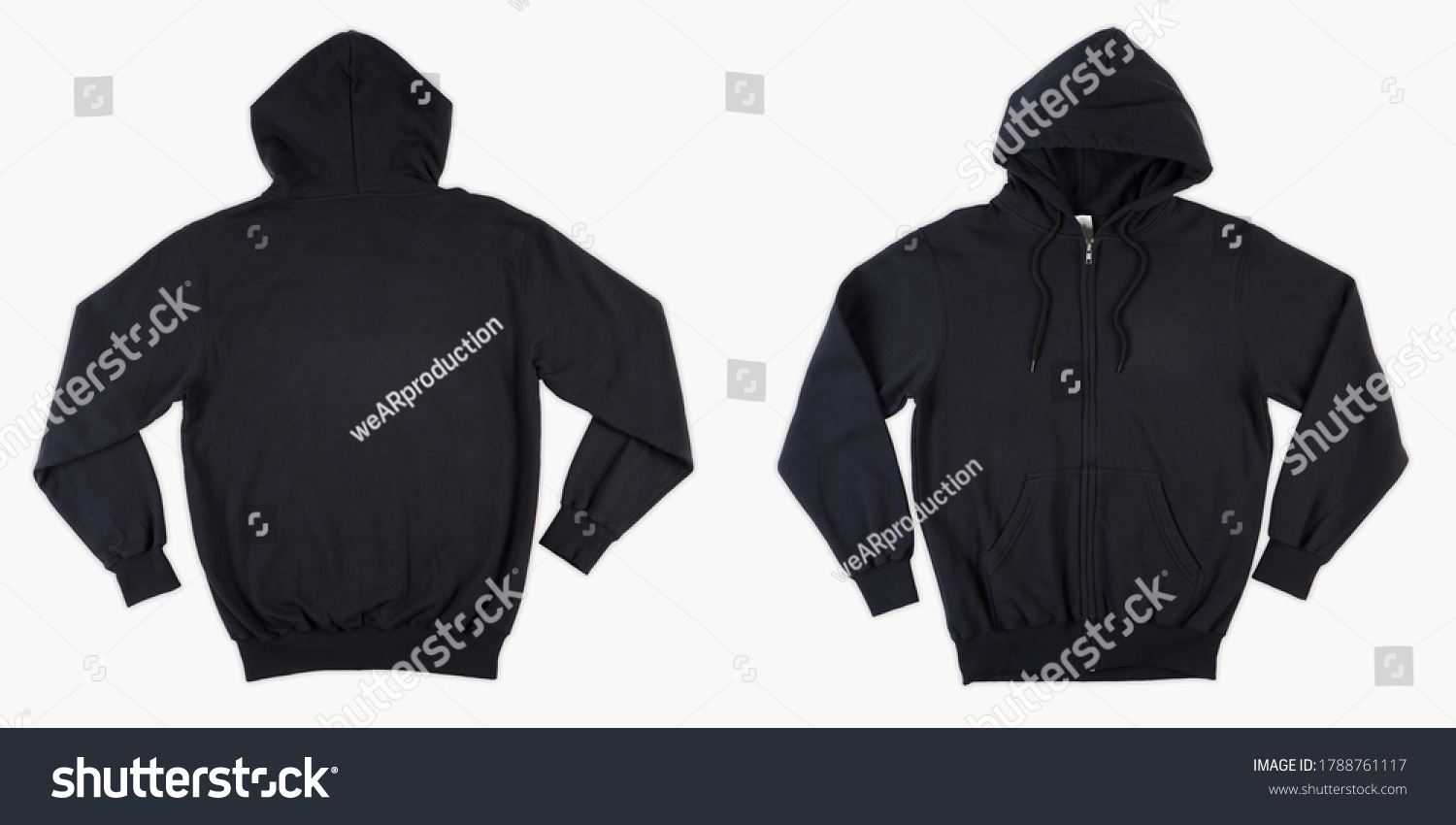 Blank Black Male Hooded Sweatshirt Long Stock Photo 1788761117 ...