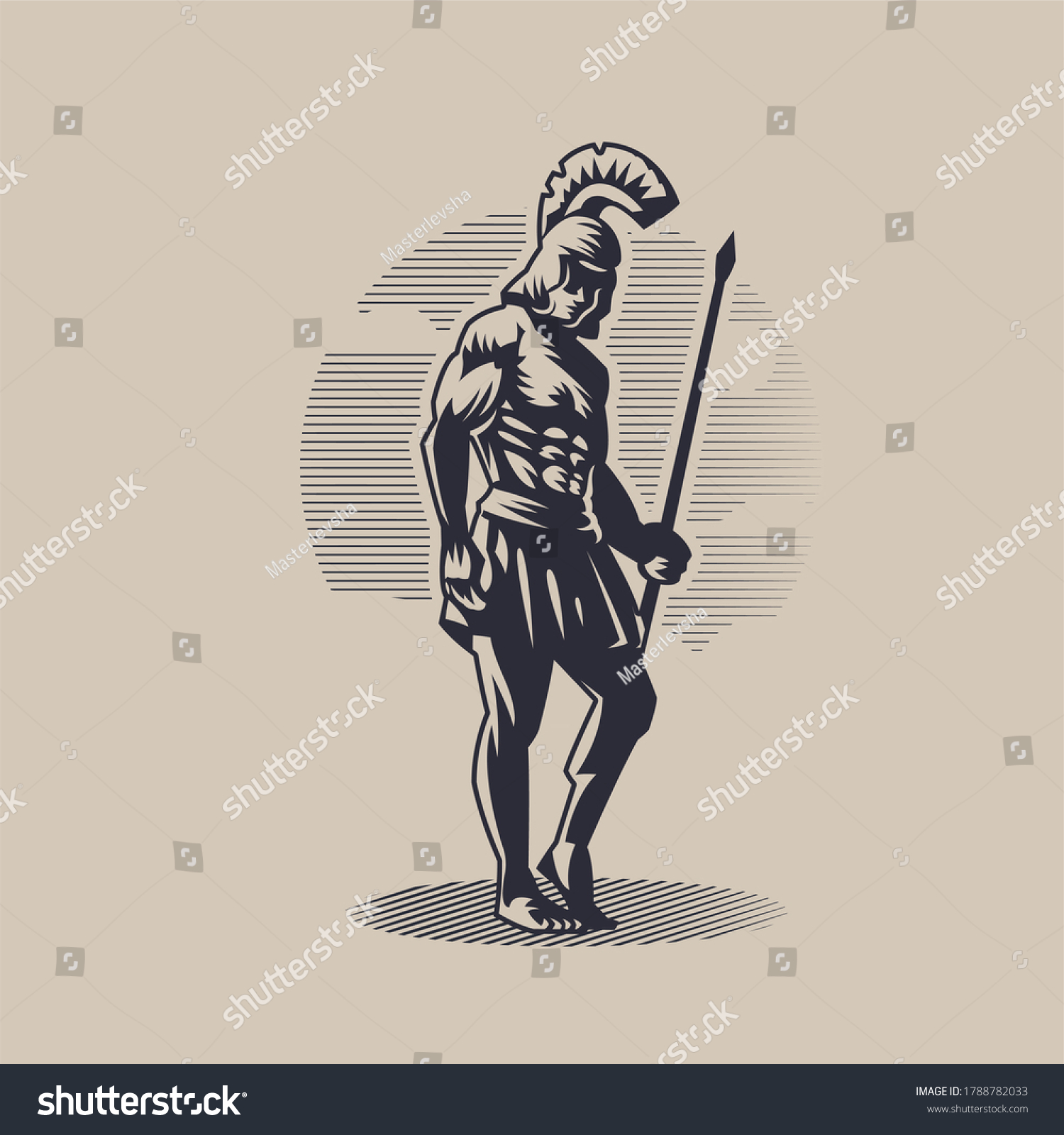 God Ares Mars Man Helmet Spear Stock Vector (Royalty Free) 1788782033 ...