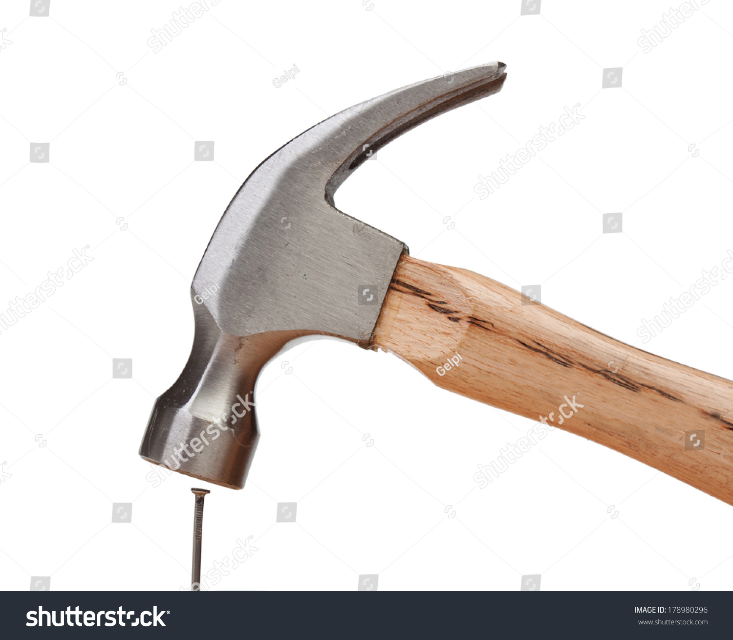 Hammer Hitting Nail Isolated On White Stock Photo 178980296 | Shutterstock