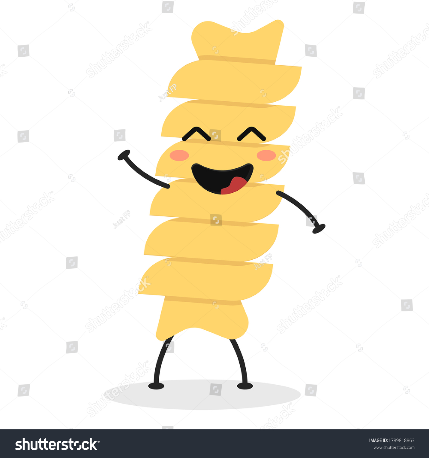 Cute Flat Cartoon Italian Pasta Illustration Stock Vector (Royalty Free ...