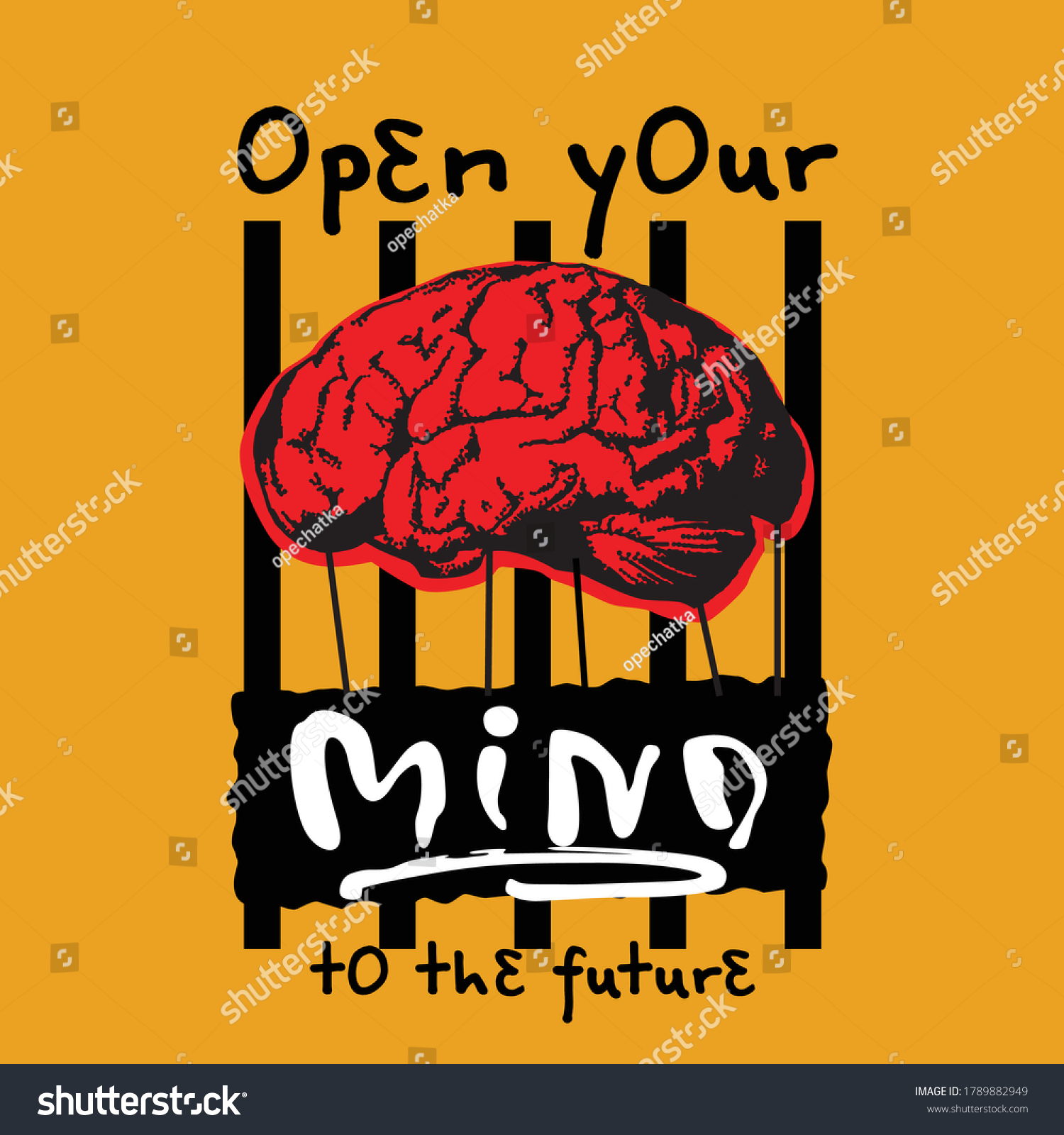 brain illustration typography