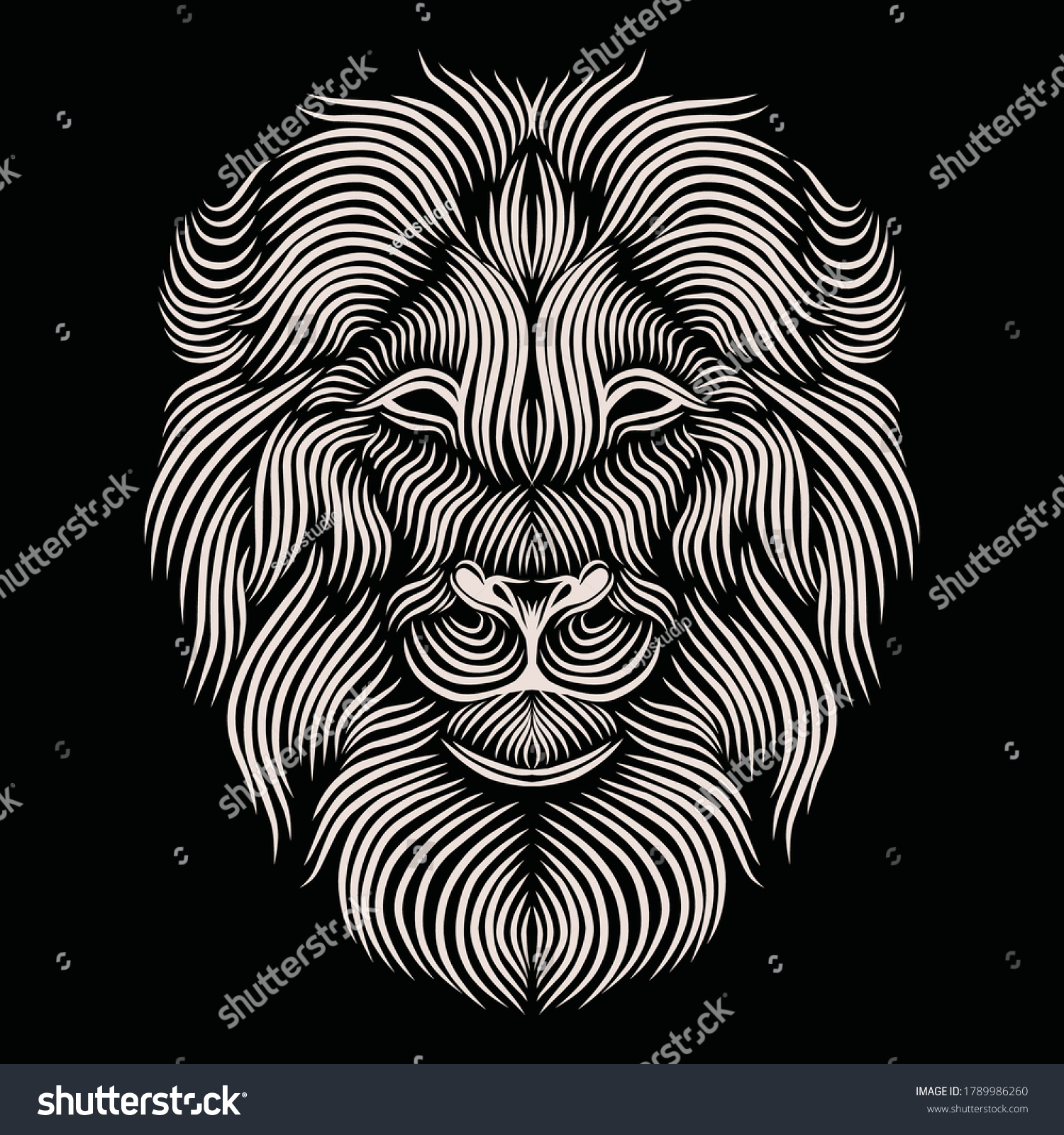 Lion Vector Line Art Illustration Stock Vector (Royalty Free