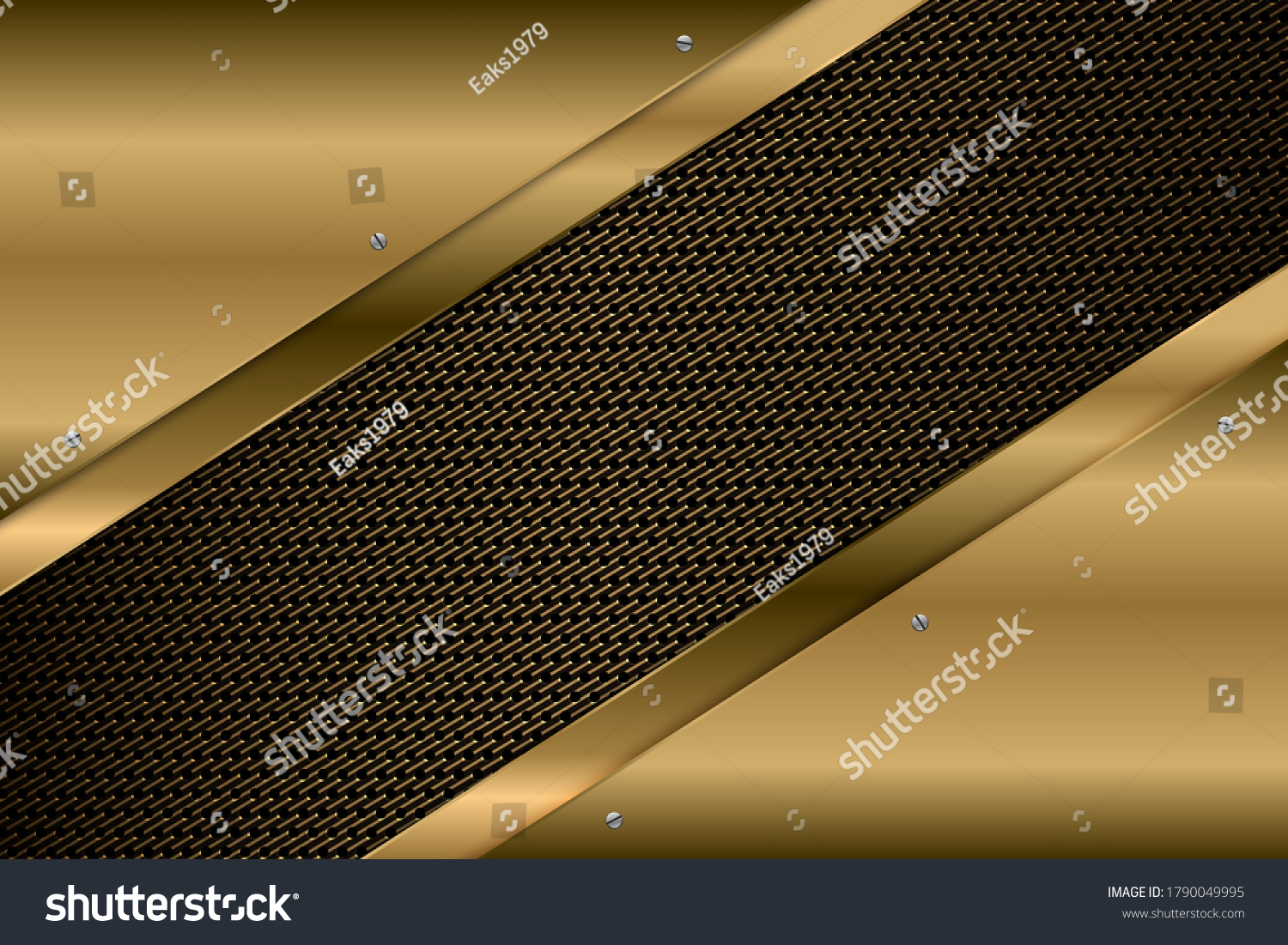 Metallic Backgroundluxury Gold Carbon Fiber Texturedark Stock Vector