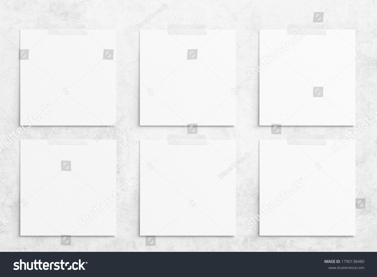 Composition 6 White Square Watercolor Sheets Stock Photo 1790138480