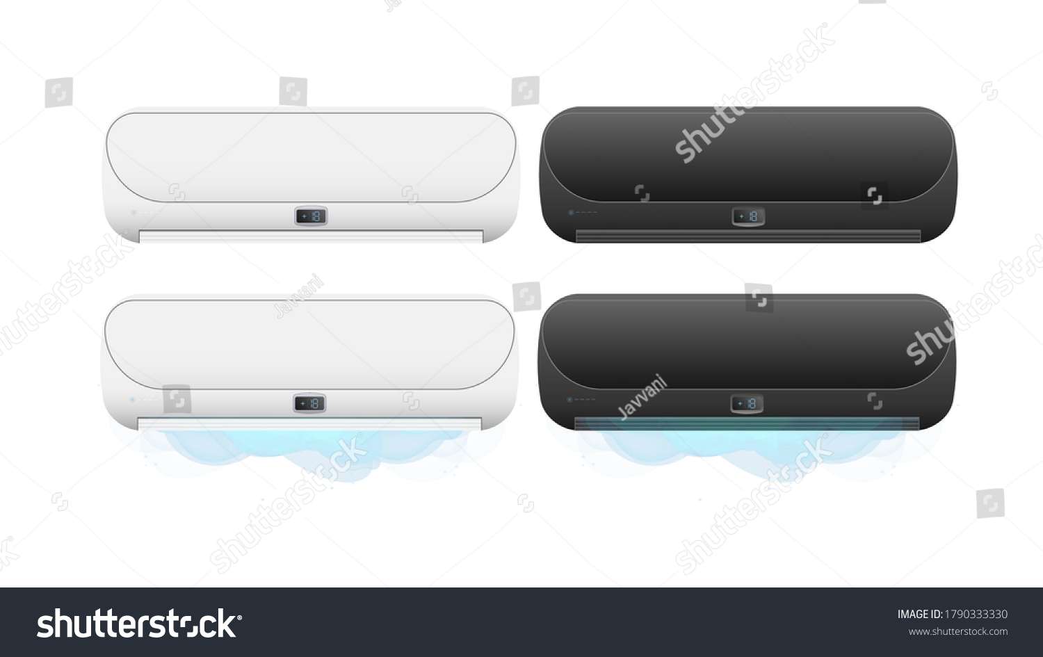 Set Air Conditioners 3d Realistic Vector Stock Vector (Royalty Free