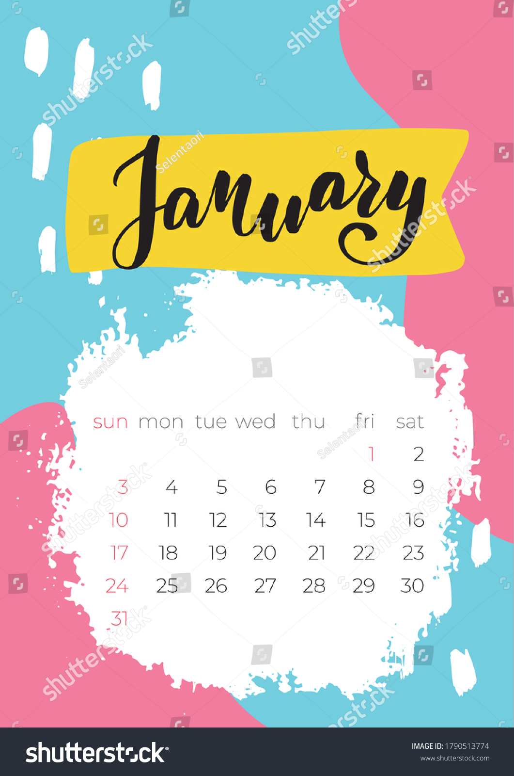 January 2021 Calendar Modern Style Modern Stock Vector (Royalty Free ...