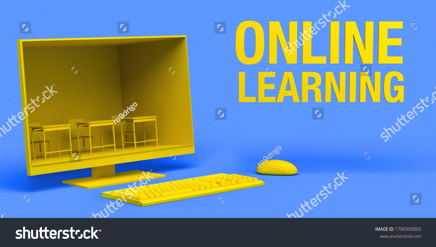 Online Learning Concept Computer School Class Stock Illustration ...