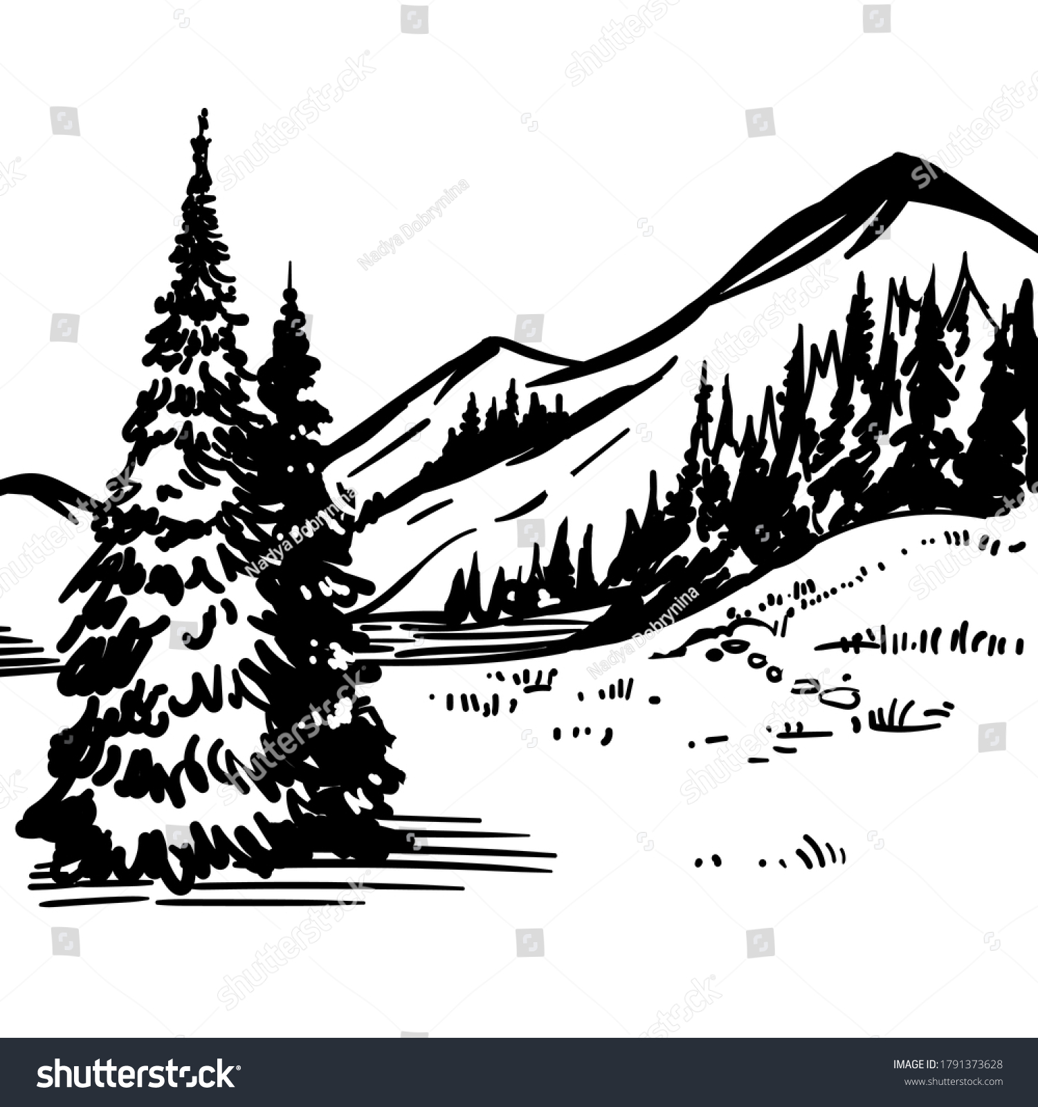 Mountain Vector Landscape Scene Beauty Nature Stock Vector (Royalty ...