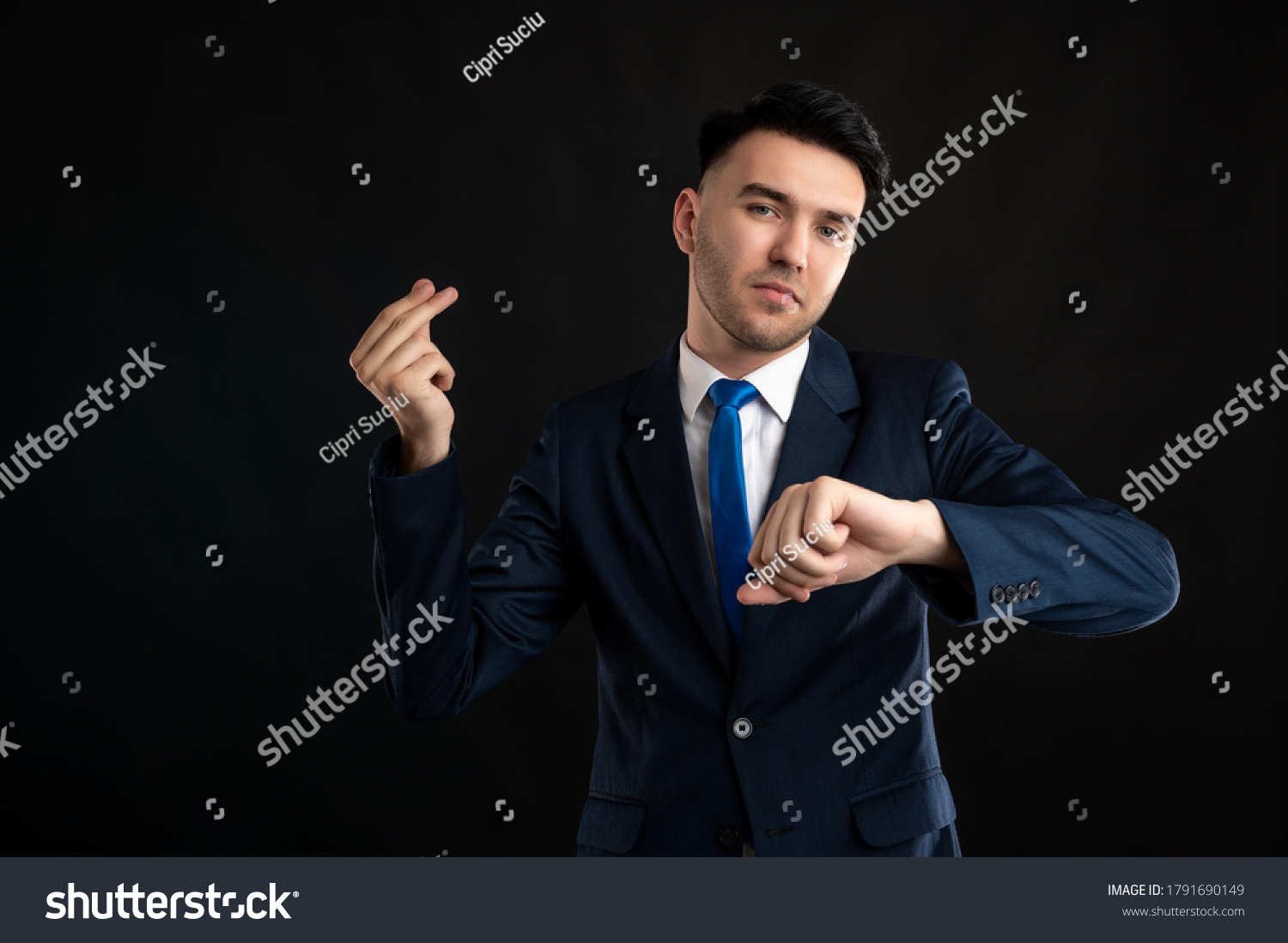 Portrait Business Man Wearing Blue Business Stock Photo 1791690149 ...