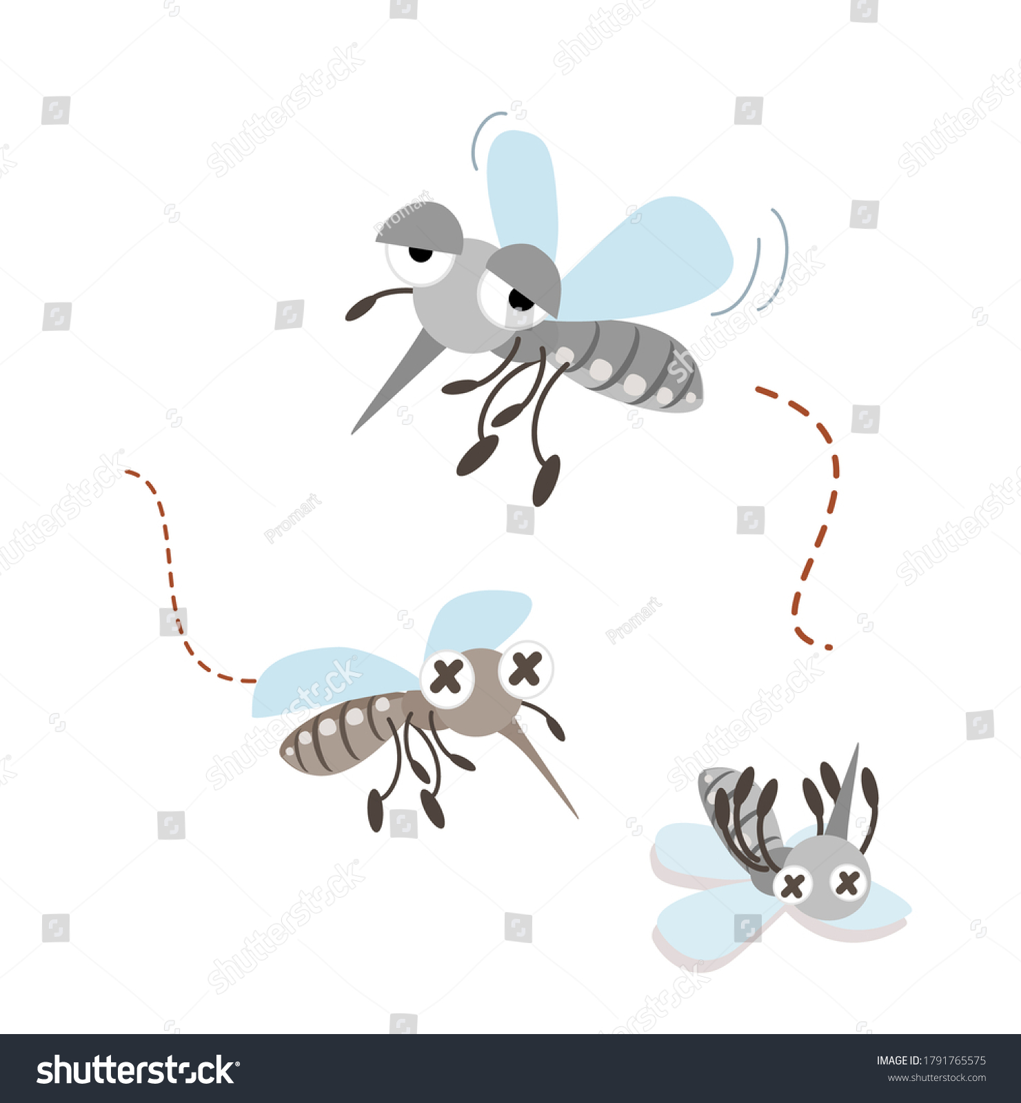 Cartoon Mosquitos On White Background Stock Vector (Royalty Free ...