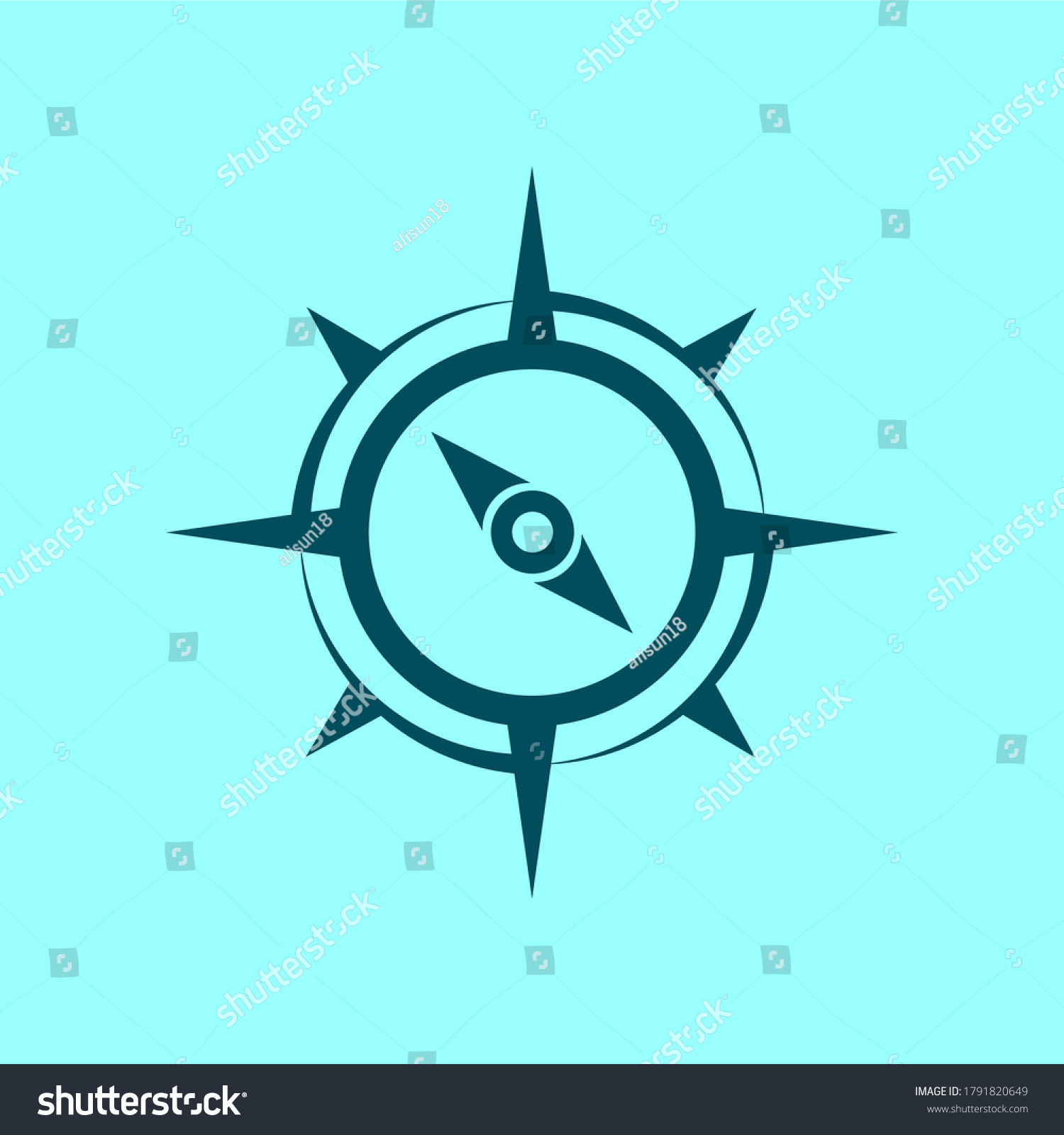 Simple Blue Compass Logo Template Stock Vector Royalty Free