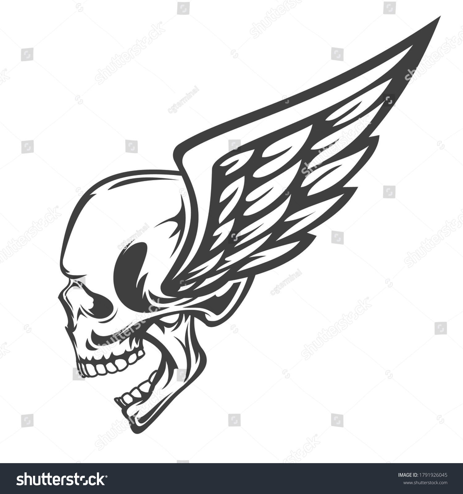 Vintage Monochrome Human Skull Wing Isolated Stock Vector Royalty Free 1791926045 Shutterstock 6670