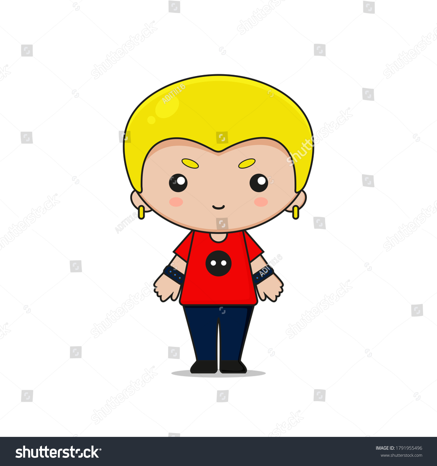 Cute Punk Boy Mascot Character Illustration Stock Vector (Royalty Free ...