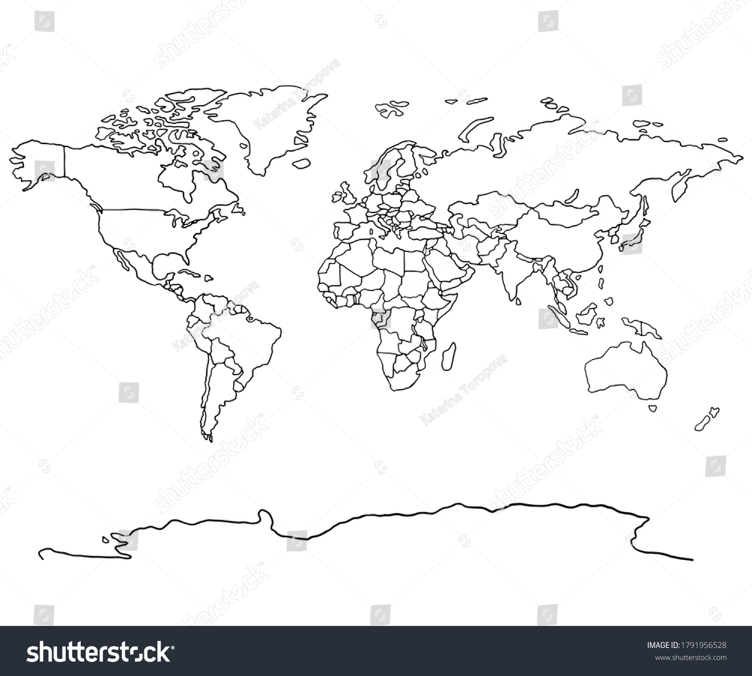 Coloring Book World Map Vector Illustration Stock Vector (Royalty Free ...