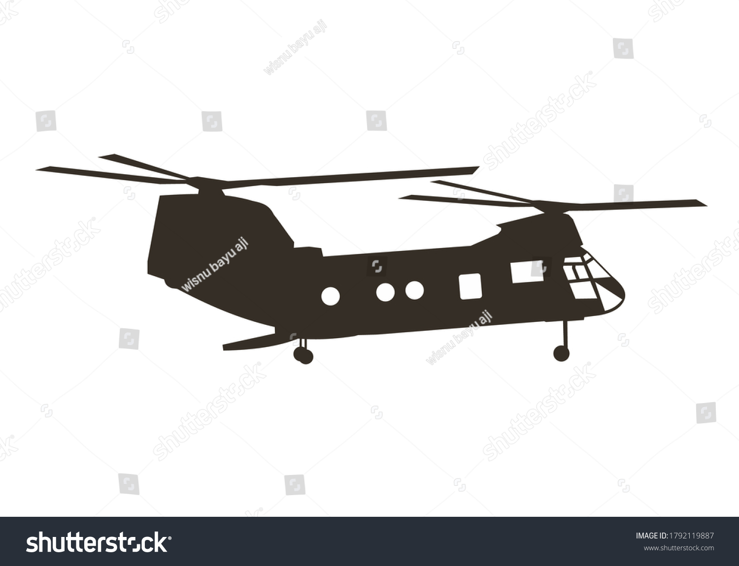 Military Helicopter Silhouette Vector Design Stock Vector (Royalty Free ...