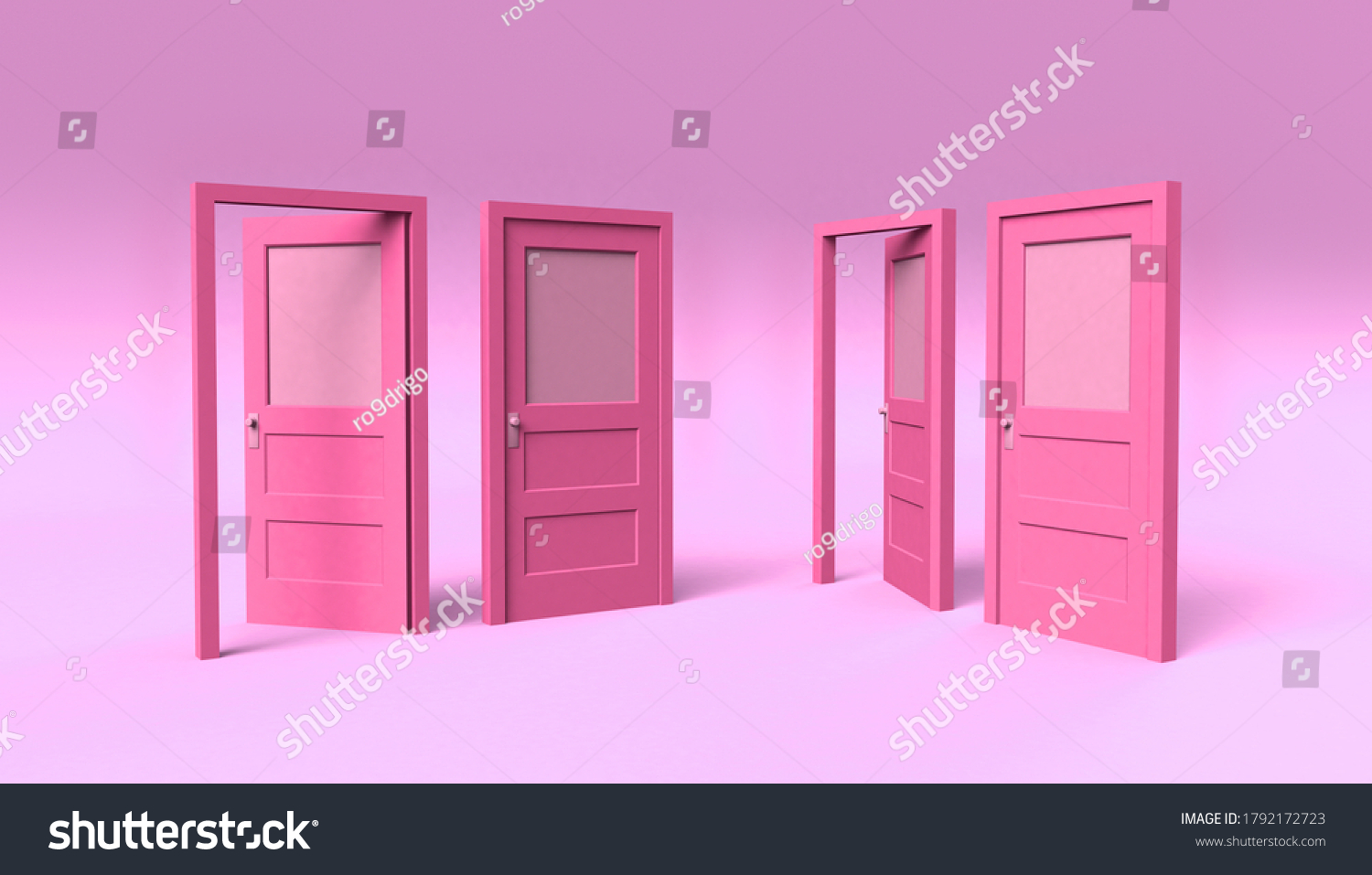 Doors Closed Opened On Steps One Stock Illustration 1792172723 ...