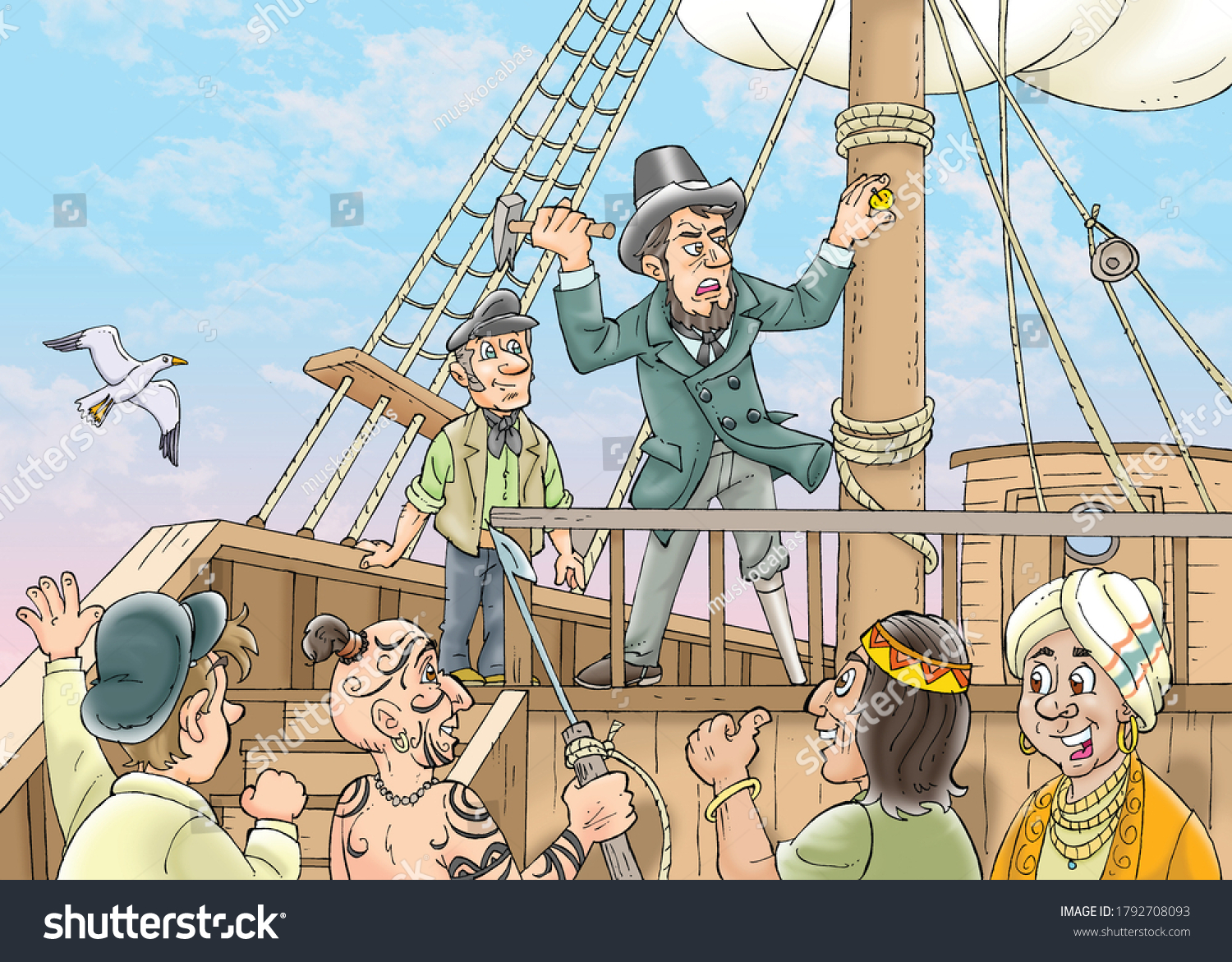 Childrens Fairy Tales Ship Captain Stock Illustration 1792708093 ...