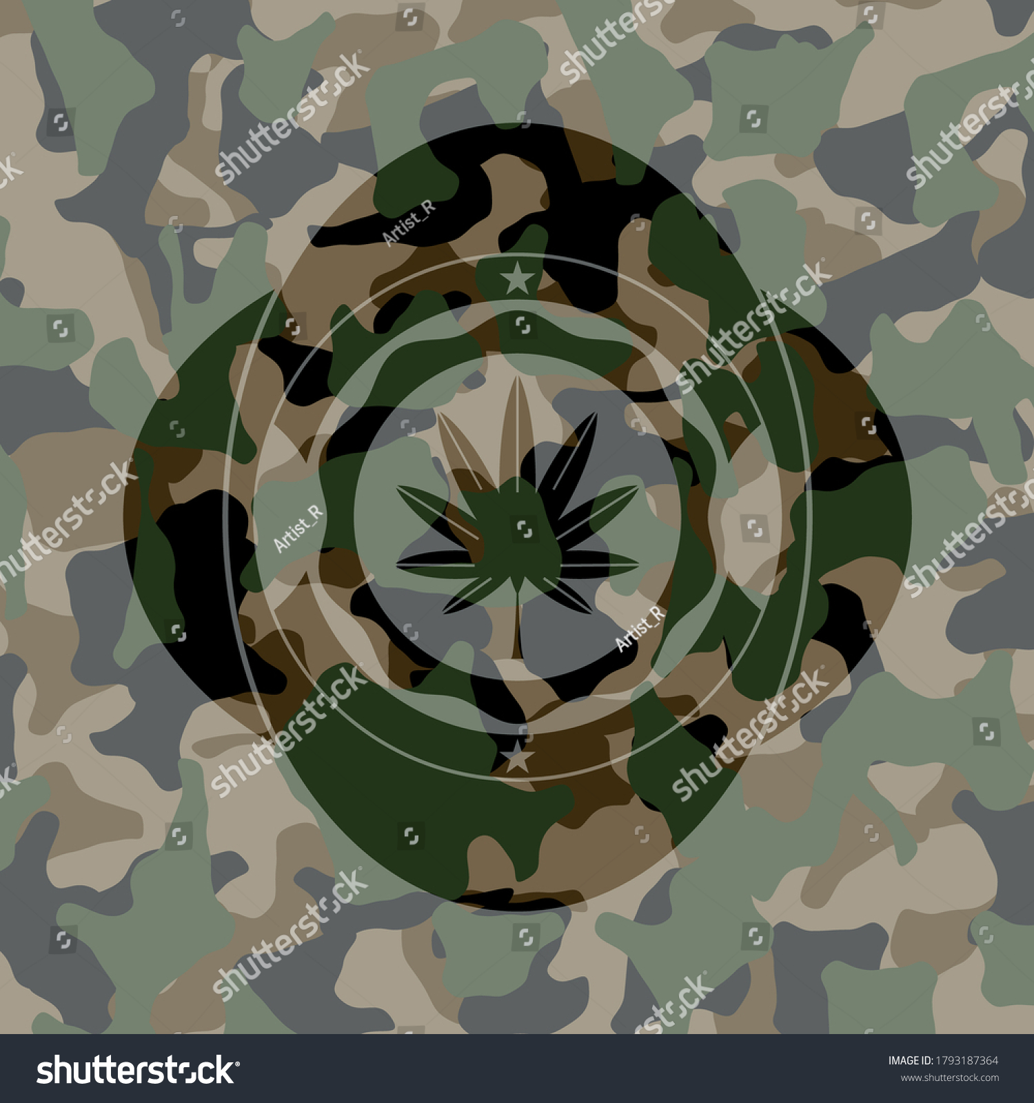 Marijuana Leaf Weed Icon On Camo Stock Vector (Royalty Free) 1793187364 ...