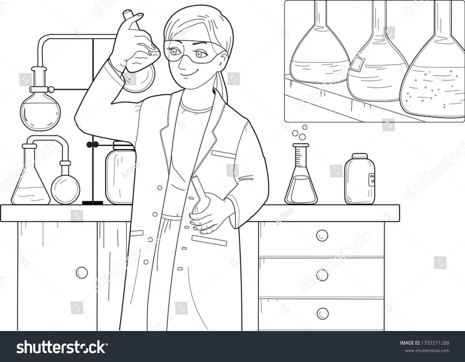 Chemist Chemical Laboratory Coloring Pages Stock Vector (Royalty Free ...