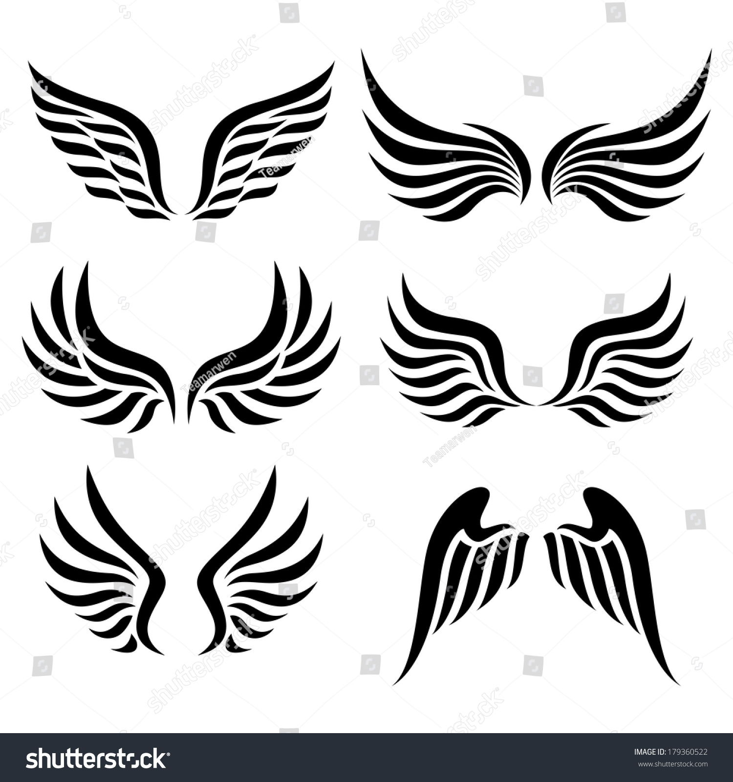 Wings Set Raster Stock Illustration 179360522 | Shutterstock