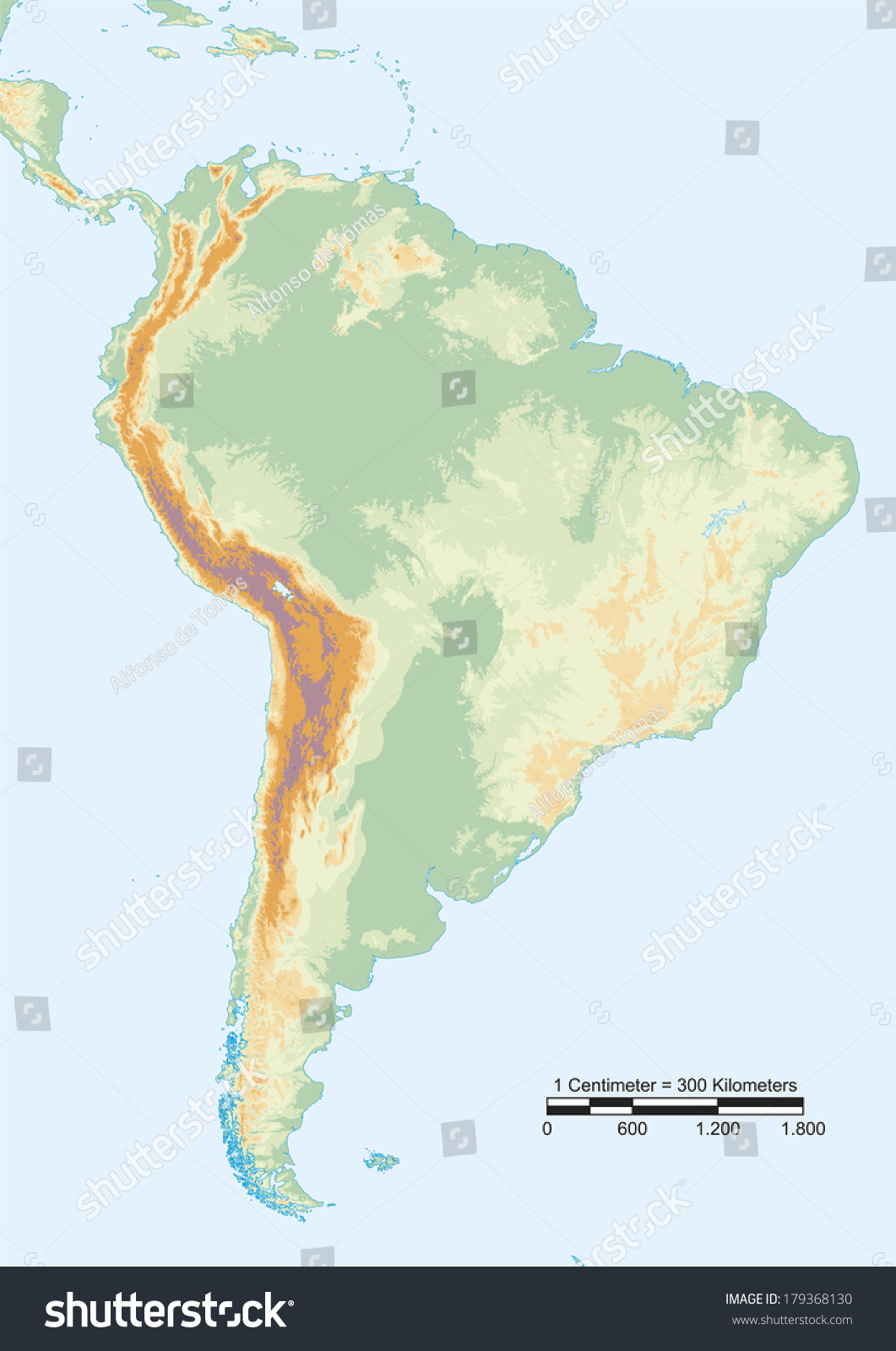 Physical Map South America Graphic Scale 179368130 Shutterstock Stock Photo Physical Map Of South America With A Graphic Scale Elements Of This Image Furnished By Nasa 179368130