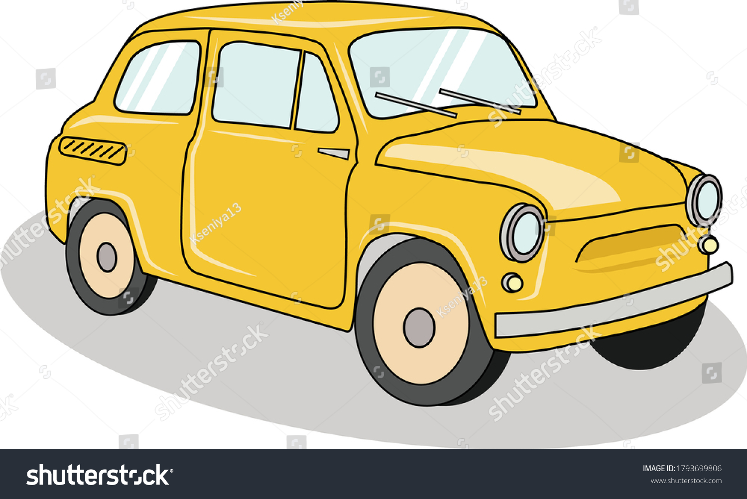 Vector Yellow Retro Car Isolated On Stock Vector Royalty Free 1793699806 Shutterstock