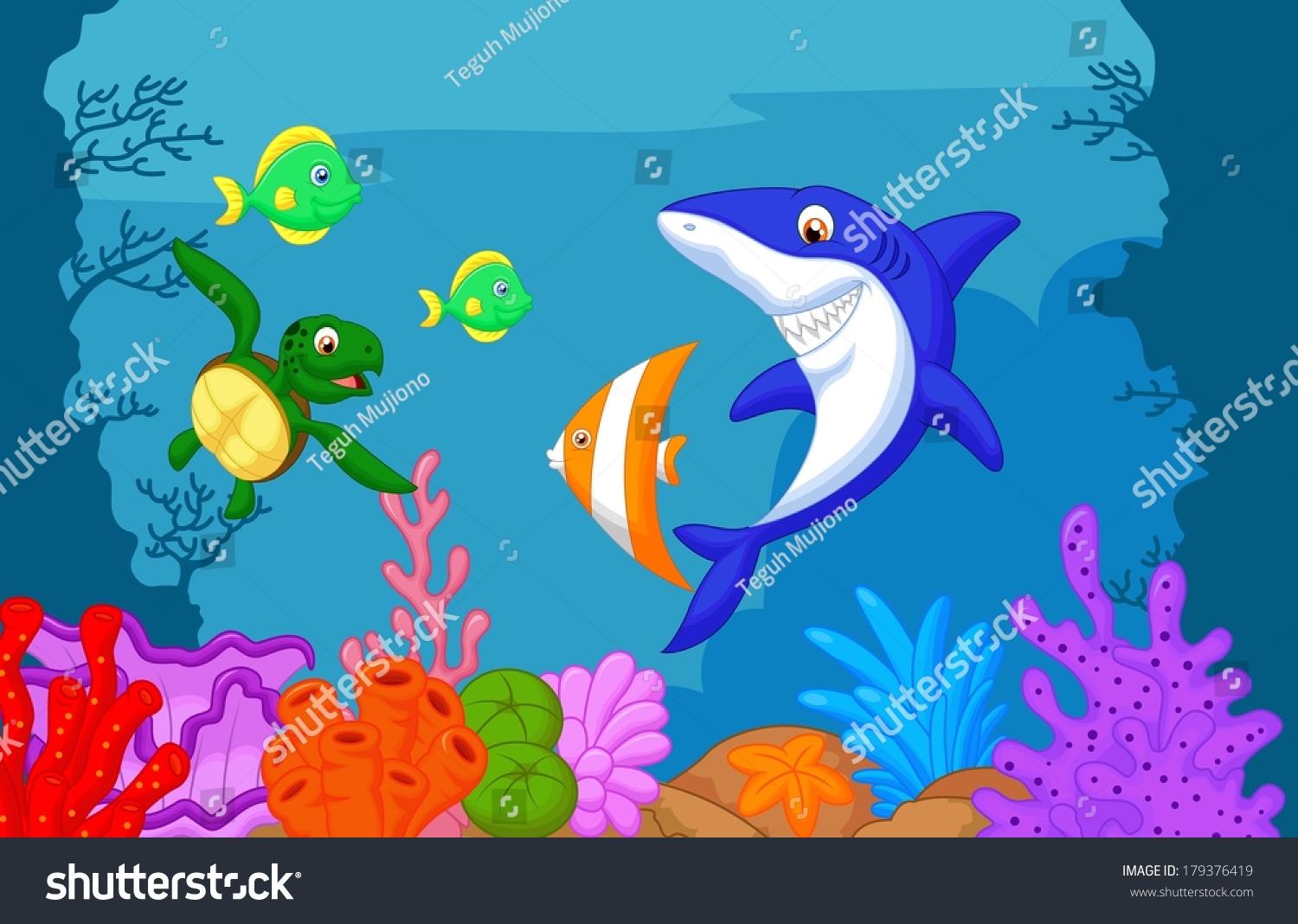 Sea Life Cartoon Stock Illustration 179376419 | Shutterstock