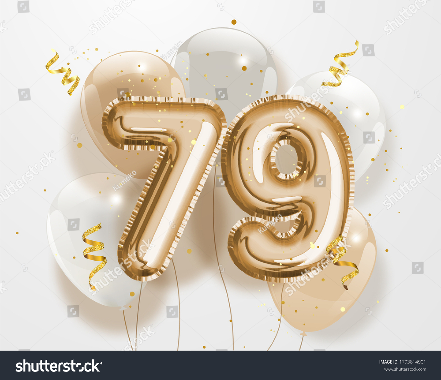 Happy 79th Birthday Gold Foil Balloon Stock Illustration 1793814901 ...