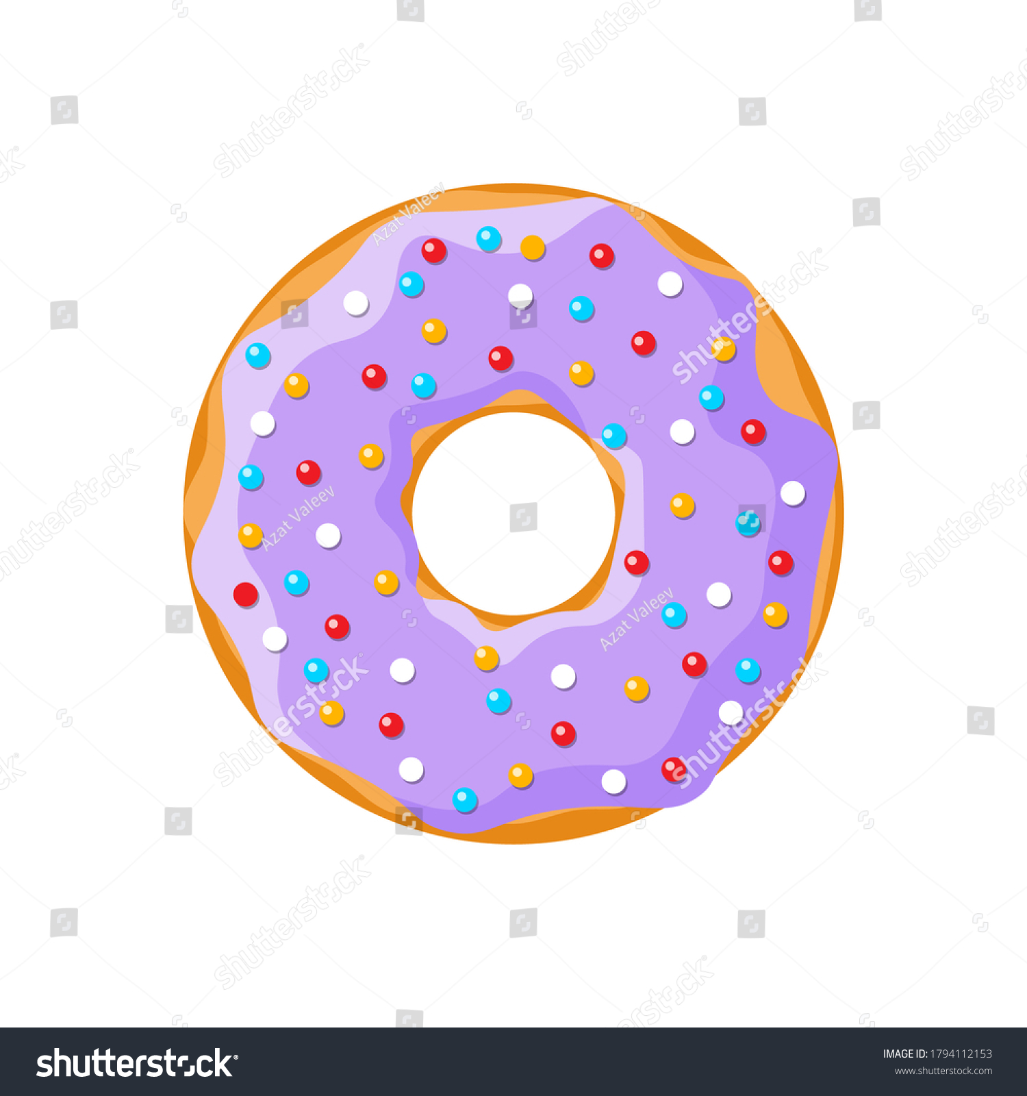 Cartoon Tasty Donut Isolated On White Stock Vector (Royalty Free ...