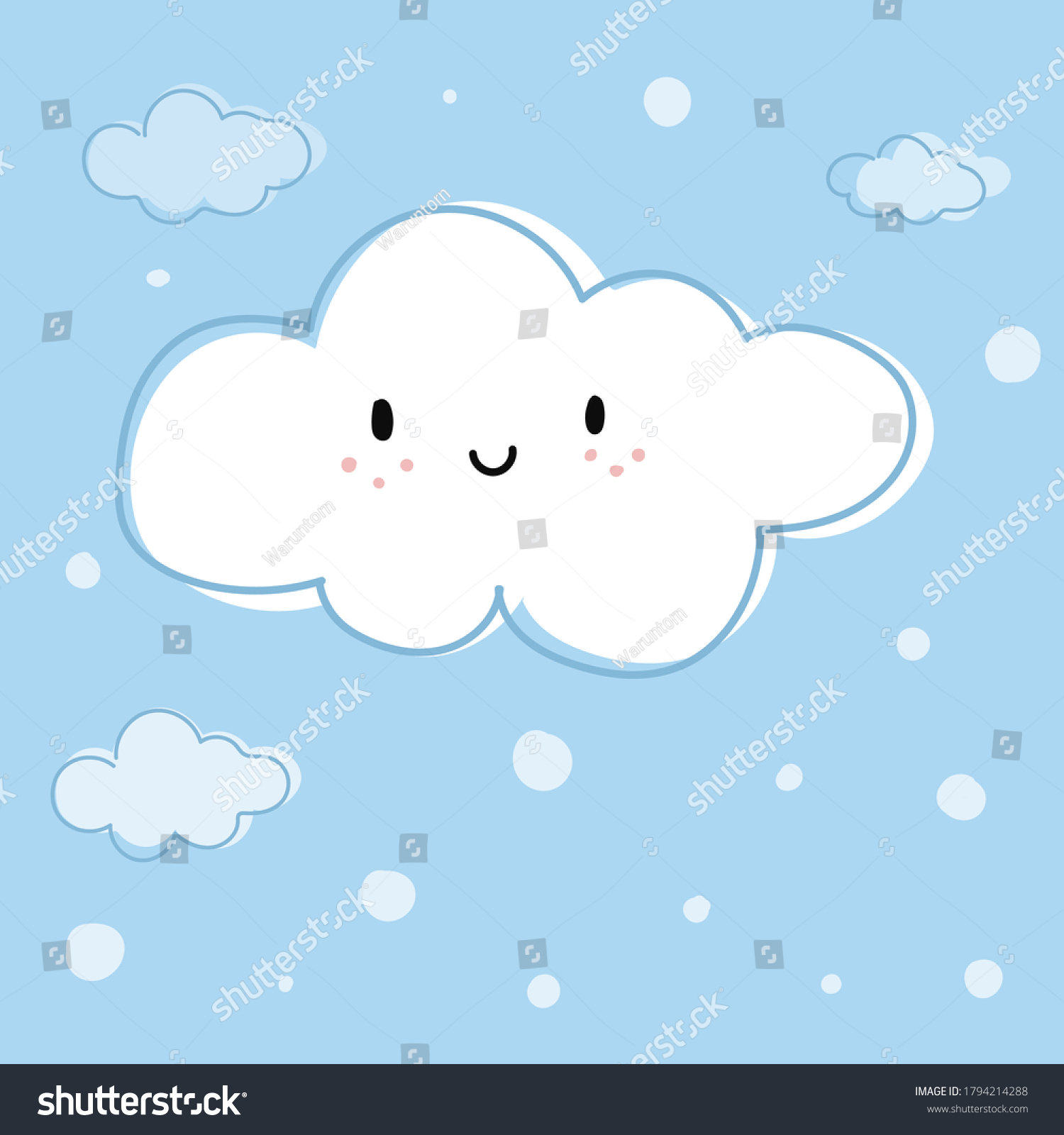 Cute Pastel Sky Cloud Cartoon Stock Vector (Royalty Free) 1794214288 ...