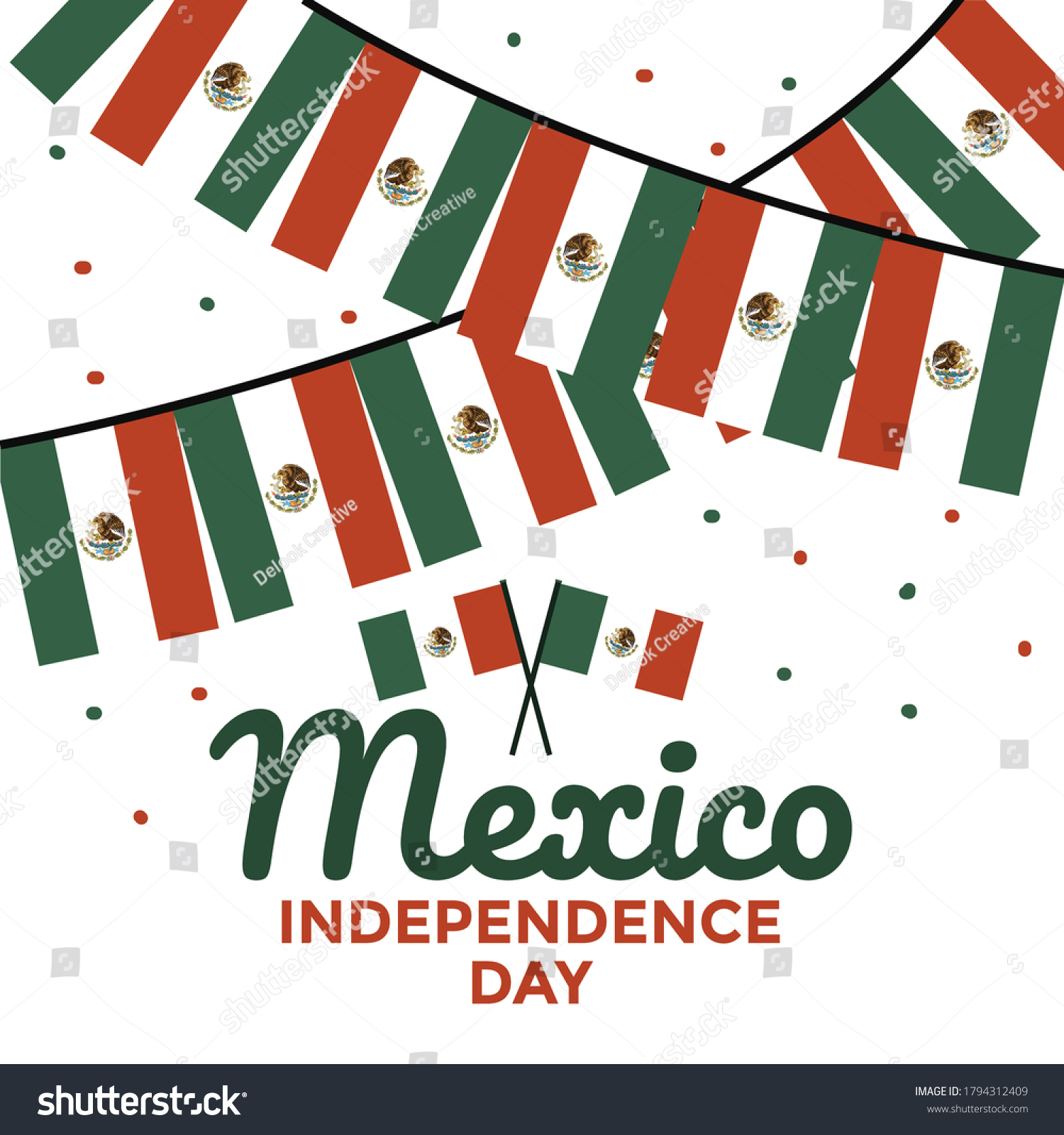 Hanging Mexico National Flag Confetti Celebrate Stock Vector (Royalty ...