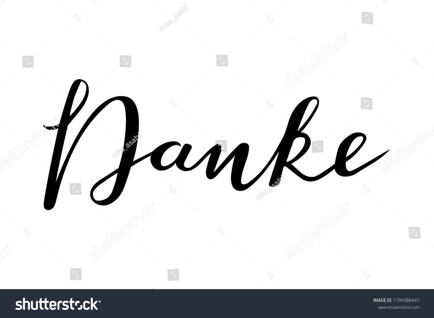 Danke Handwritten Lettering Thank You German Stock Vector (royalty Free 