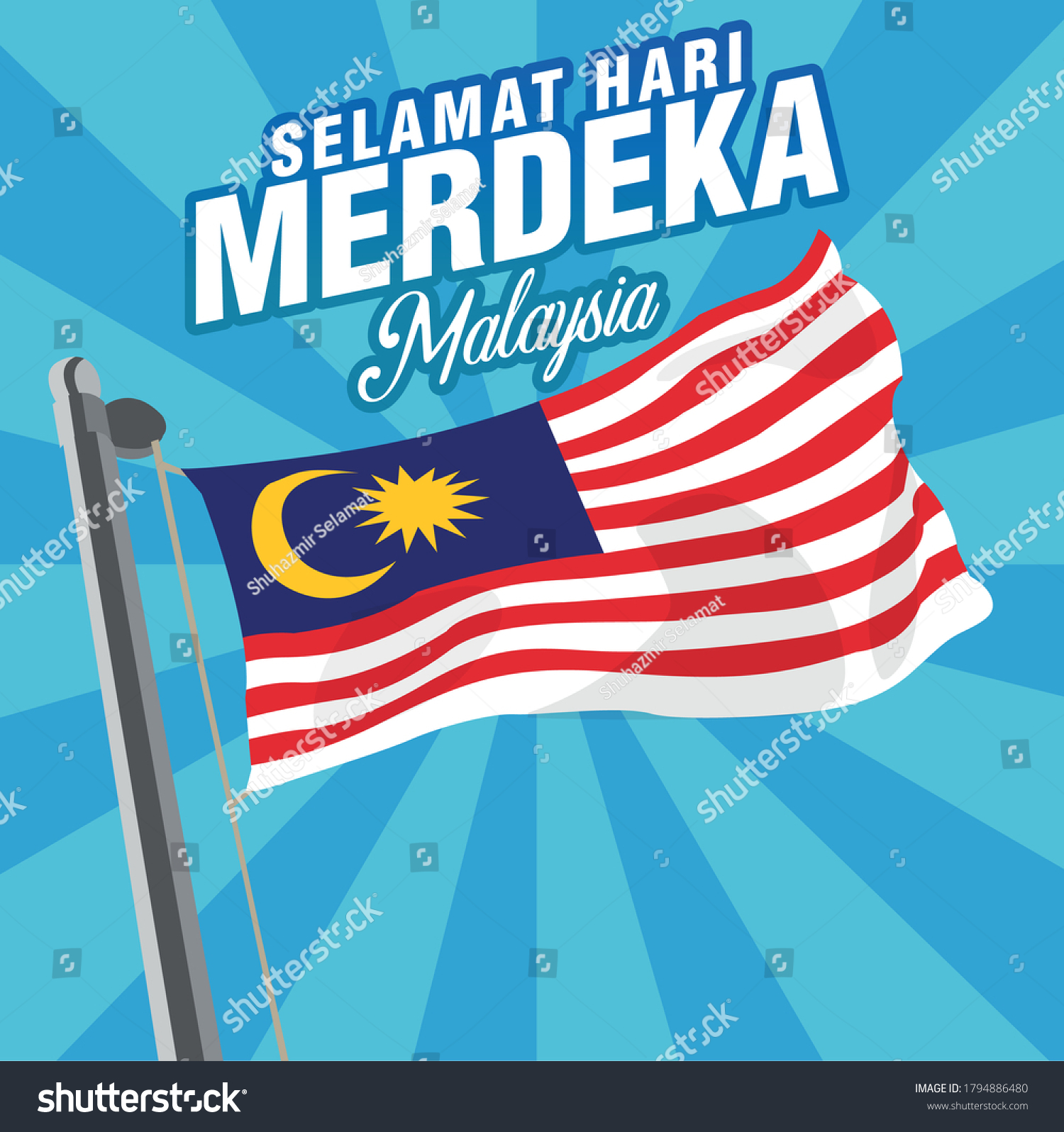 Selamat Hari Merdeka Meaning Happy Independence Stock Vector Royalty Free 1794886480 3792