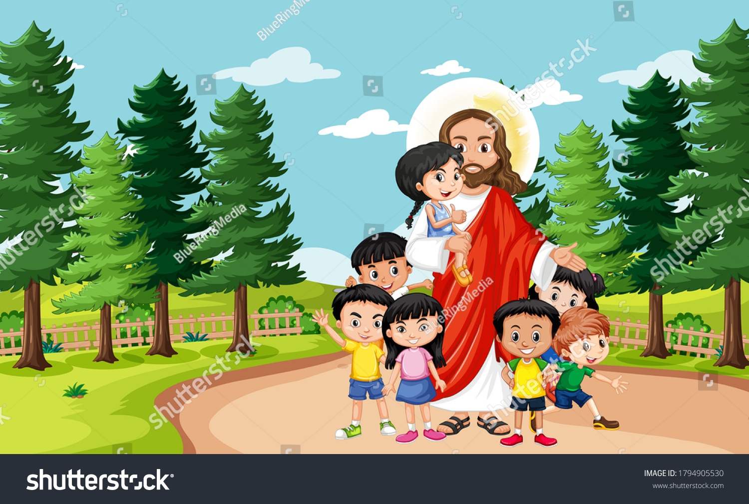 Jesus Children Park Illustration Stock Vector (Royalty Free) 1794905530 ...