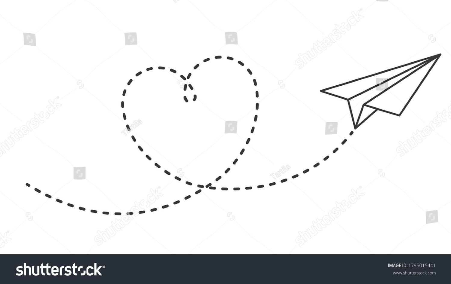 Paper Plane Heart Path Flying Airplane Stock Vector (Royalty Free ...