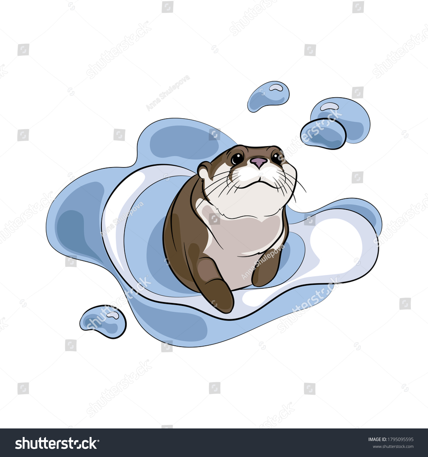 Cute Otter Swimming Vector Illustration Stock Vector (Royalty Free ...